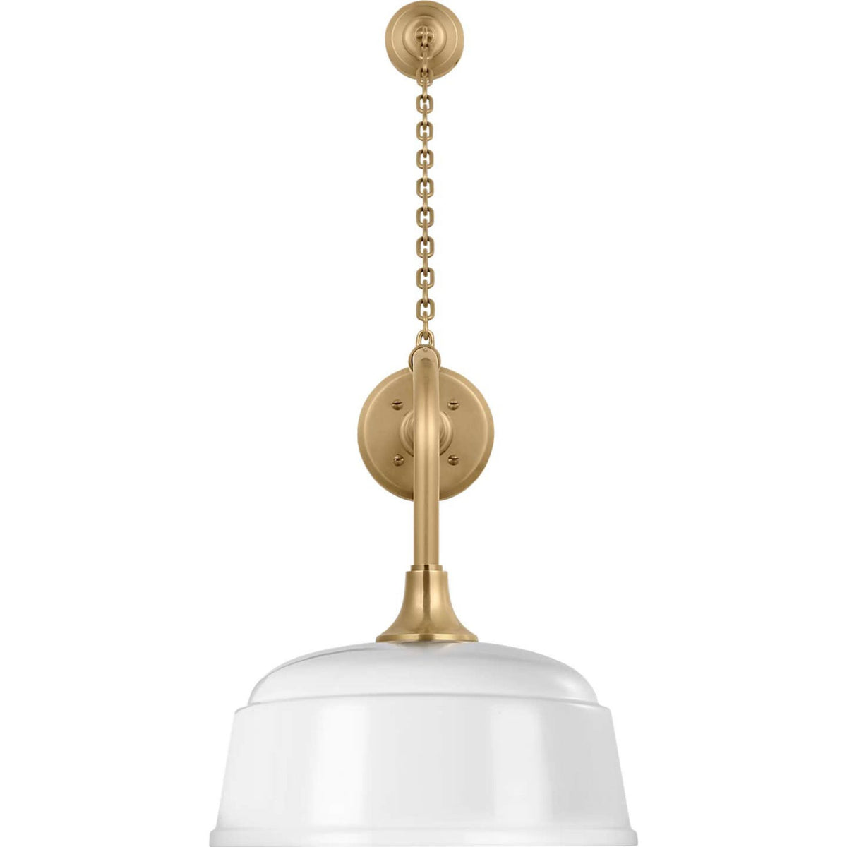 Thomas O'Brien Academy 20" Anchored Rex Barn Light in Hand-Rubbed Antique Brass with 12.5" White Rockhouse Shade W12.5" x H30" x E26.25"