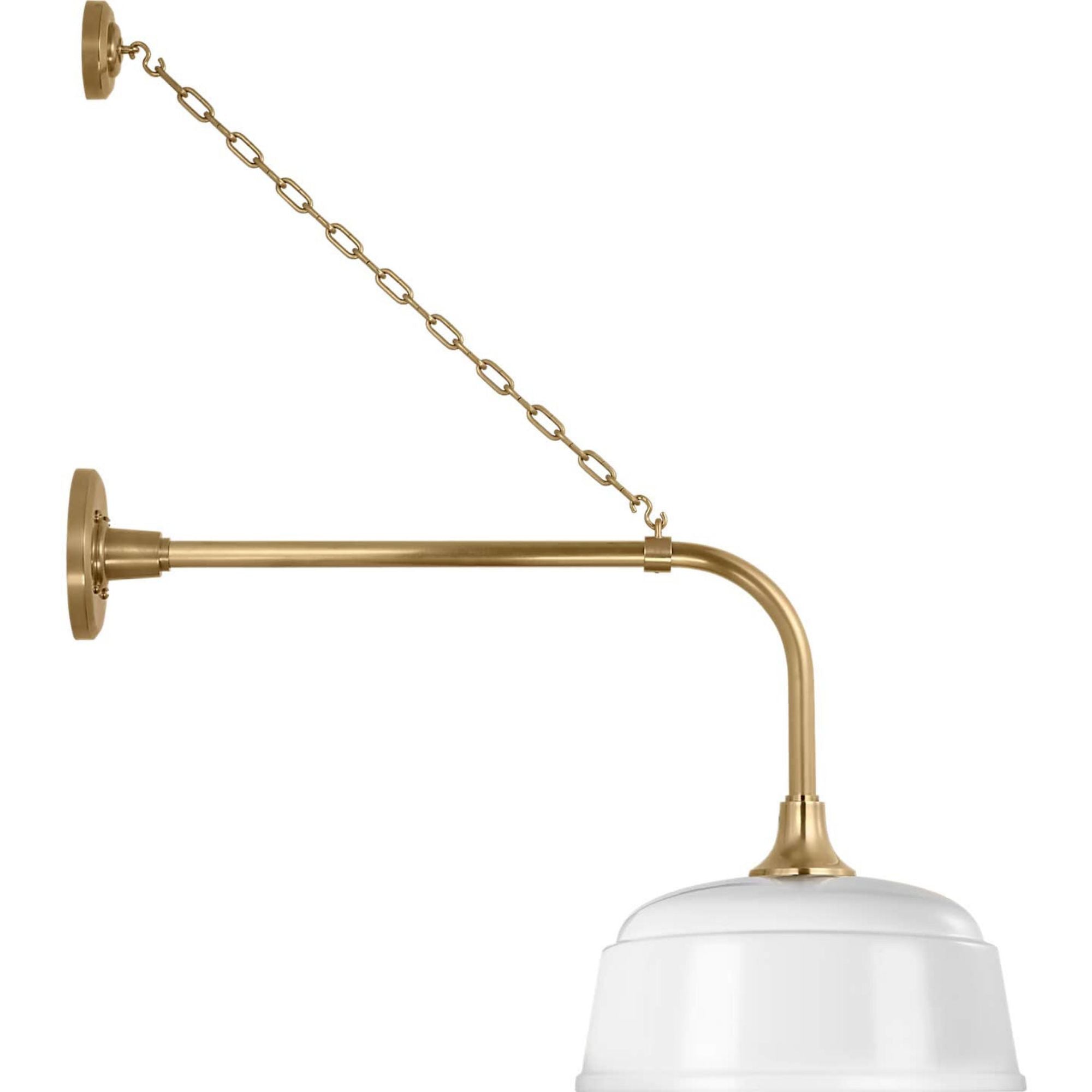 Thomas O'Brien Academy 20" Anchored Rex Barn Light in Hand-Rubbed Antique Brass with 12.5" White Rockhouse Shade W12.5" x H30" x E26.25"