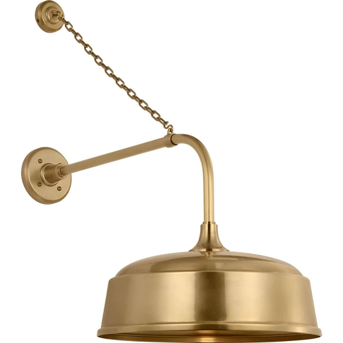 Thomas O'Brien Academy 20" Anchored Rex Barn Light in Hand-Rubbed Antique Brass with 16" Rockhouse Shade W16" x H30" x E28"