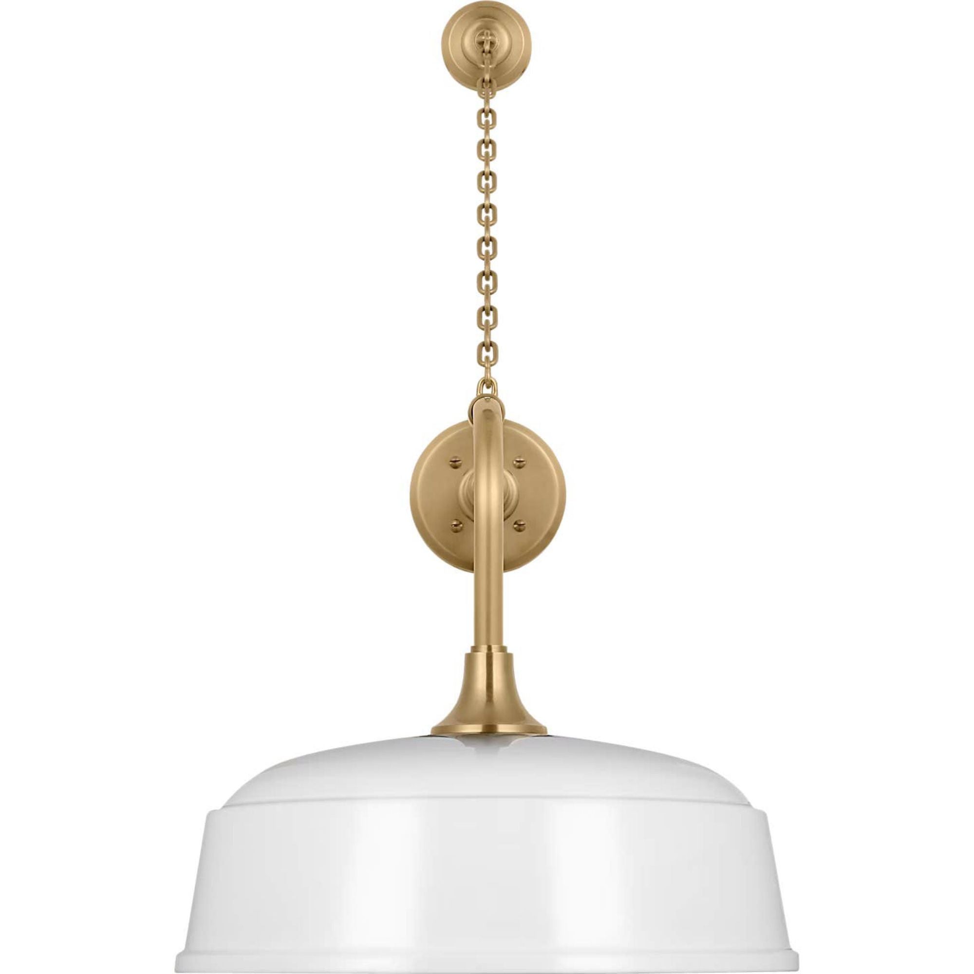 Thomas O'Brien Academy 20" Anchored Rex Barn Light in Hand-Rubbed Antique Brass with 16" White Rockhouse Shade W16" x H30" x E28"