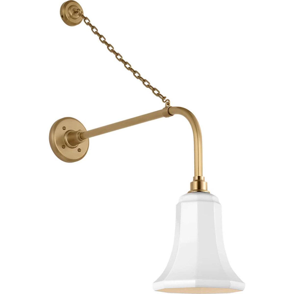 Thomas O'Brien Academy 20" Anchored Rex Barn Light in Hand-Rubbed Antique Brass with 7.5" White Savannah Shade W7.5" x H31.75" x E23.75"