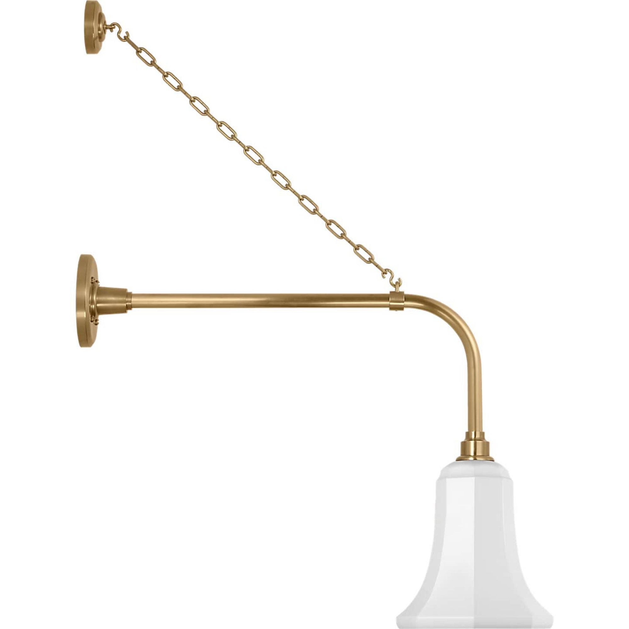 Thomas O'Brien Academy 20" Anchored Rex Barn Light in Hand-Rubbed Antique Brass with 7.5" White Savannah Shade W7.5" x H31.75" x E23.75"