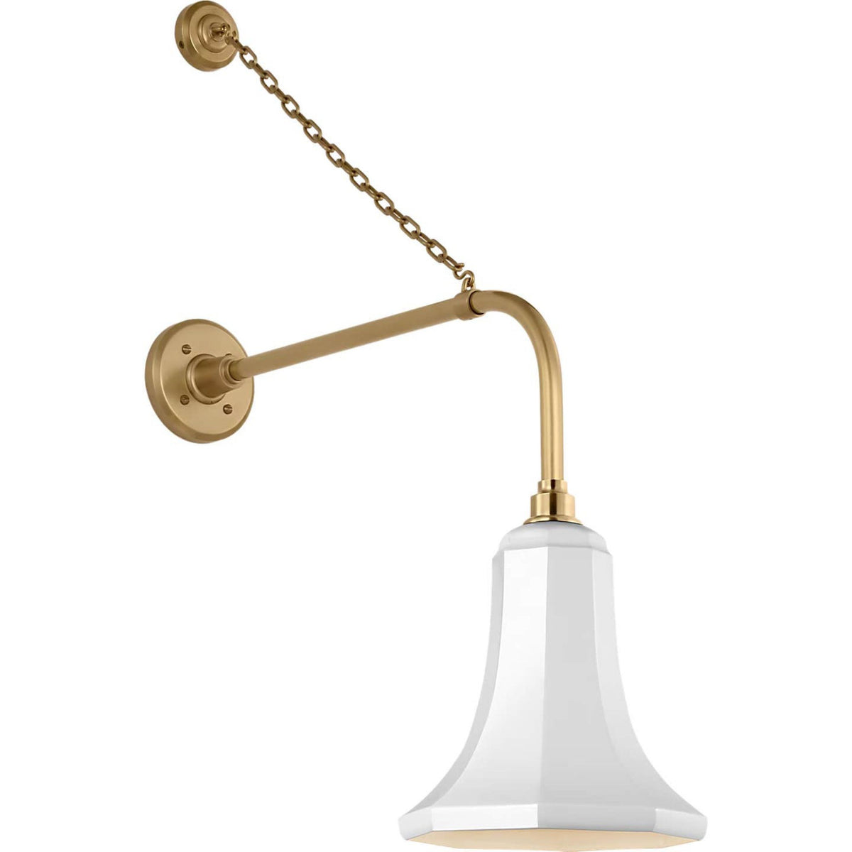 Thomas O'Brien Academy 20" Anchored Rex Barn Light in Hand-Rubbed Antique Brass with 9.25" White Savannah Shade W9.25" x H33.75" x E24.5"