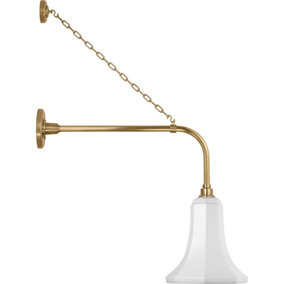 Thomas O'Brien Academy 20" Anchored Rex Barn Light in Hand-Rubbed Antique Brass with 9.25" White Savannah Shade W9.25" x H33.75" x E24.5"