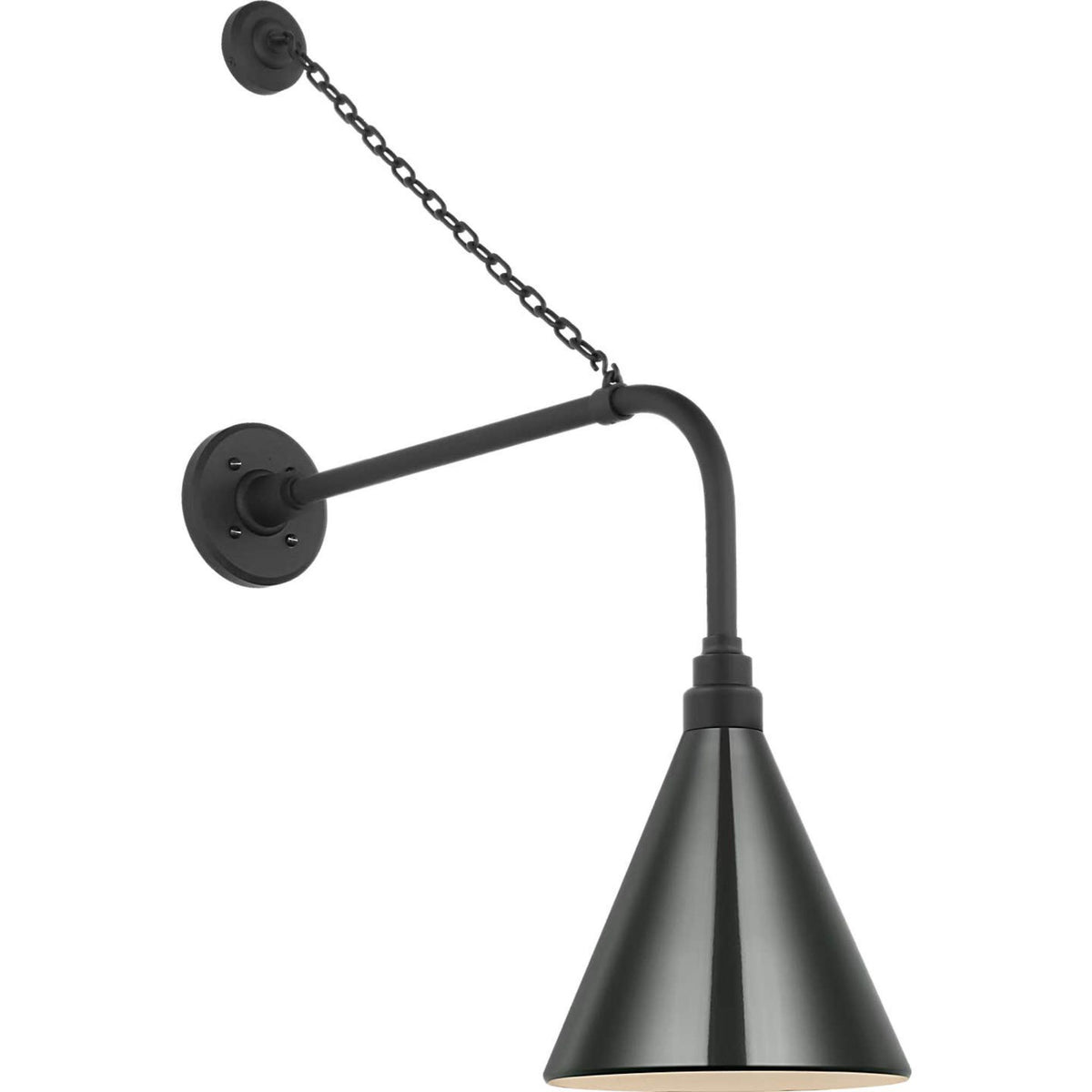 Thomas O'Brien Academy 20" Anchored Rex Barn Light in Matte Black with 9" Green Conical Savannah Shade W9" x H32.75" x E24.5"
