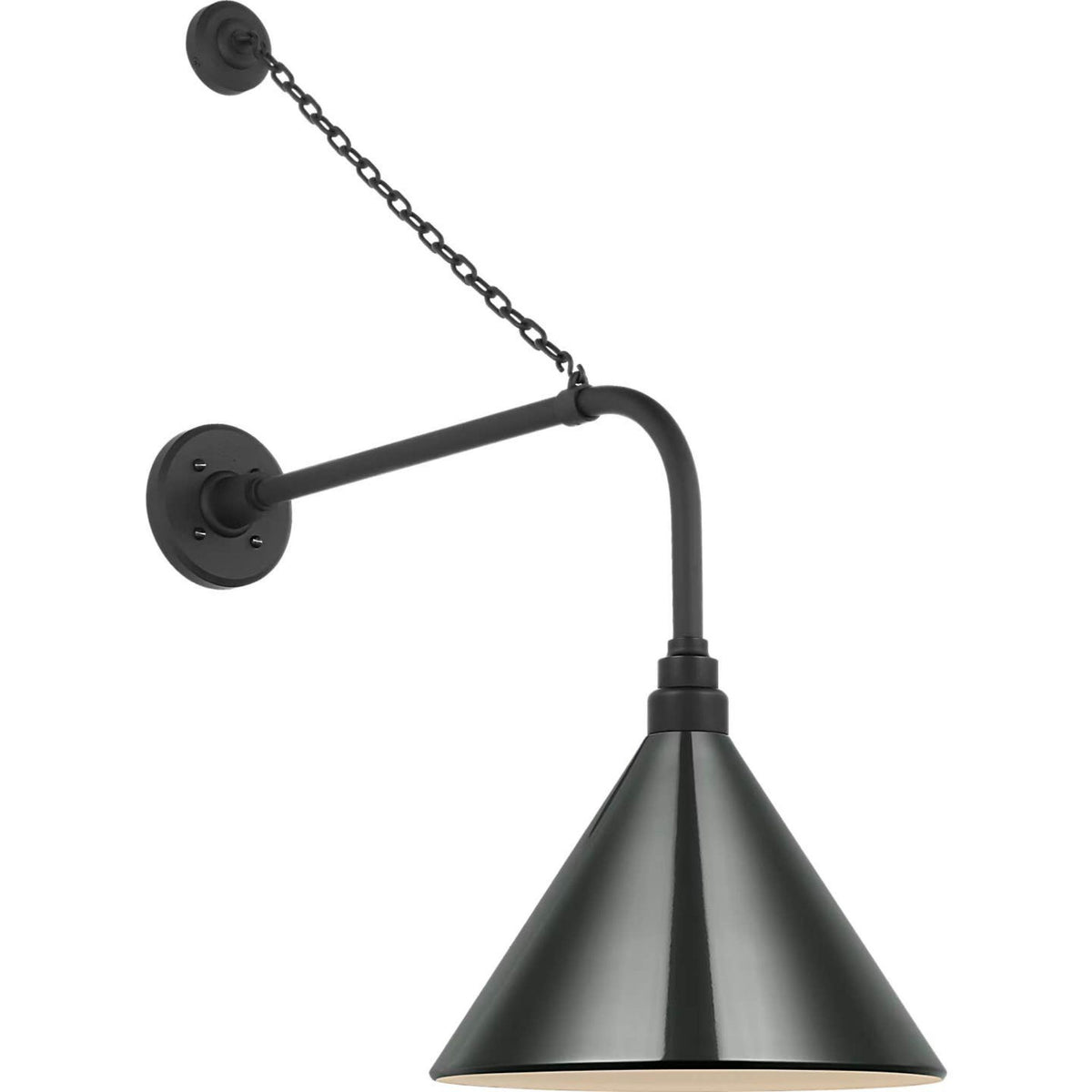 Thomas O'Brien Academy 20" Anchored Rex Barn Light in Matte Black with 12.5" Green Conical Savannah Shade W12.5" x H32.75" x E26.25"