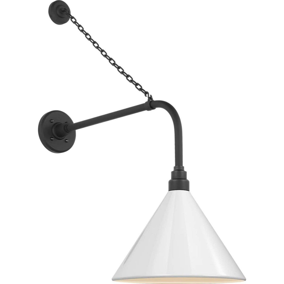 Thomas O'Brien Academy 20" Anchored Rex Barn Light in Matte Black with 12.5" White Conical Savannah Shade W12.5" x H32.75" x E26.25"