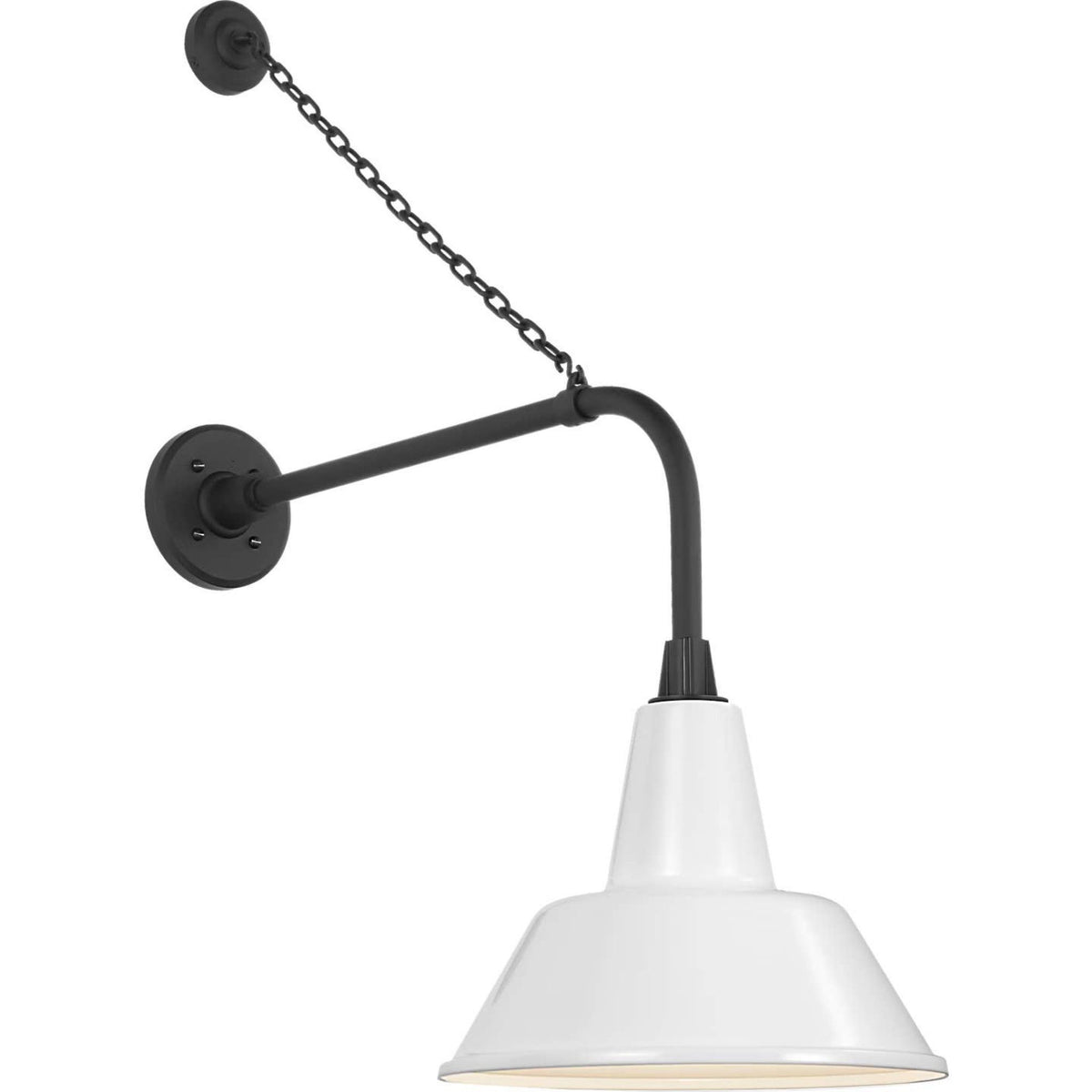 Thomas O'Brien Academy 20" Anchored Rex Barn Light in Matte Black with 12.5" White Bowers Shade W12.5" x H32.5" x E26.25"