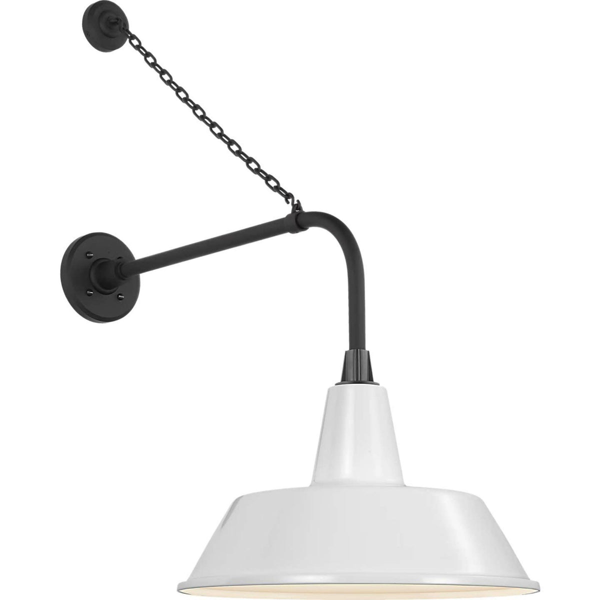 Thomas O'Brien Academy 20" Anchored Rex Barn Light in Matte Black with 16" White Bowers Shade W16" x H32.5" x E28"