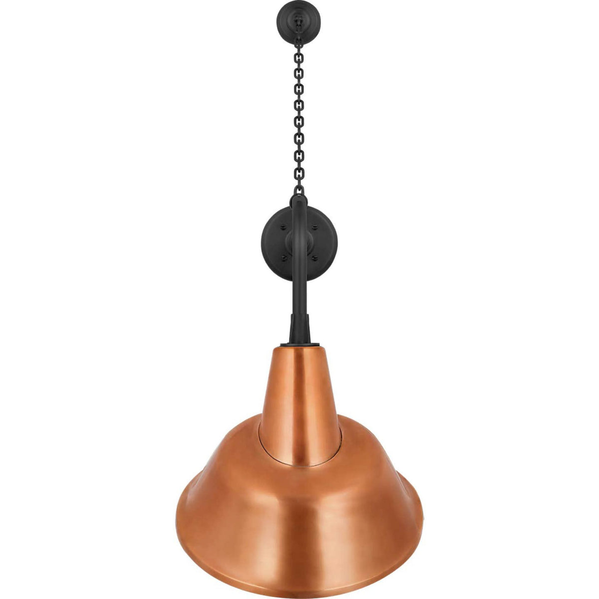Thomas O'Brien Academy 20" Anchored Rex Barn Light in Matte Black with 12.5" Soft Copper Tilted Bowers Shade W12.5" x H35.5" x E23.5"
