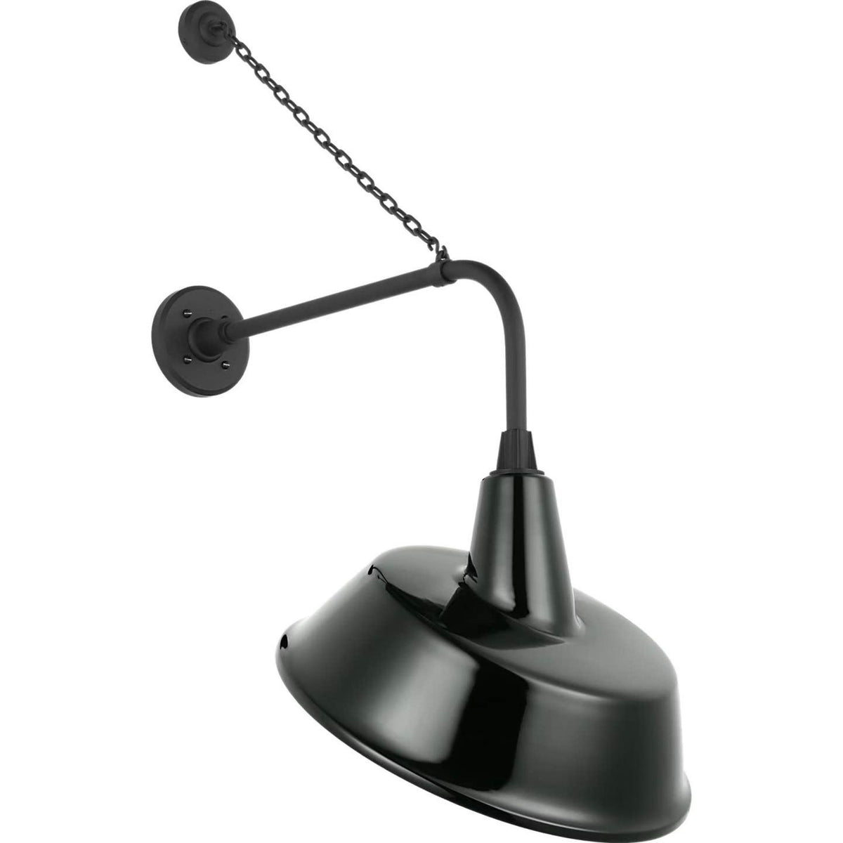 Thomas O'Brien Academy 20" Anchored Rex Barn Light in Matte Black with 16" Green Tilted Bowers Shade W16" x H36.5" x E25"