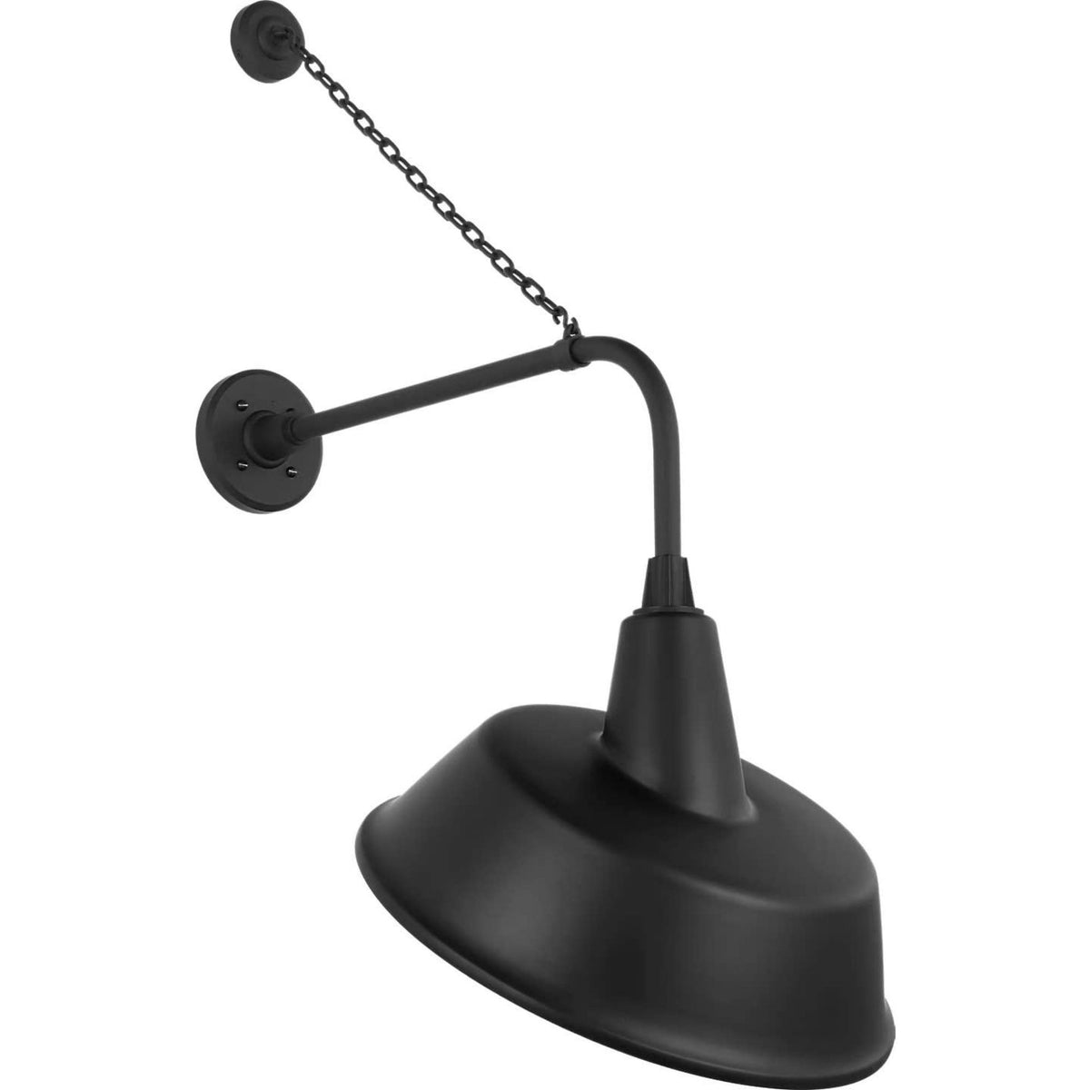 Thomas O'Brien Academy 20" Anchored Rex Barn Light in Matte Black with 16" Tilted Bowers Shade W16" x H36.5" x E25"
