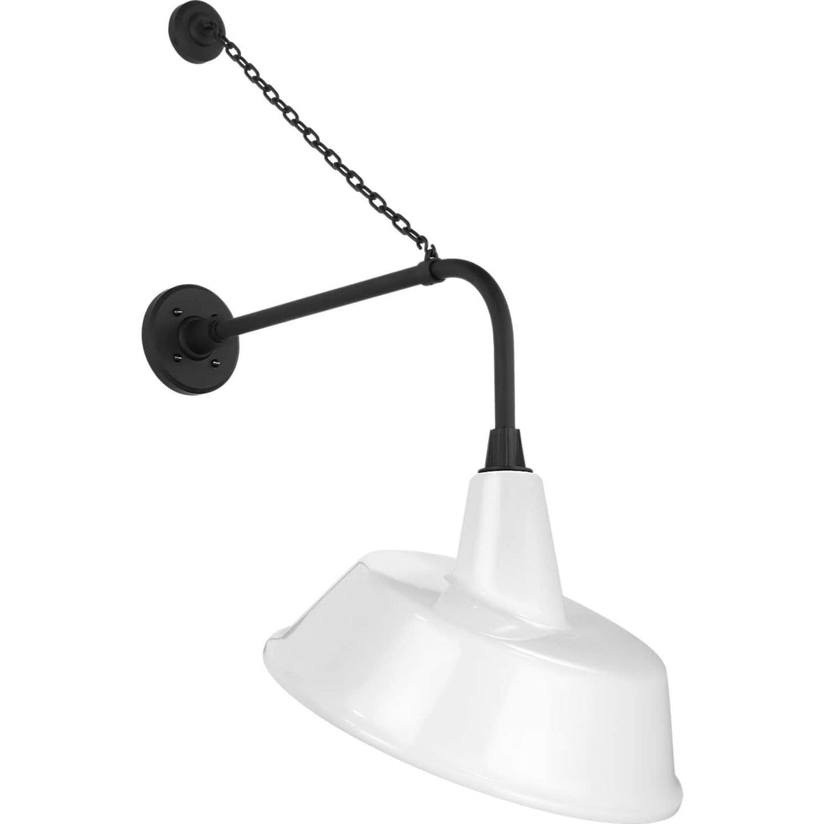 Thomas O'Brien Academy 20" Anchored Rex Barn Light in Matte Black with 16" White Tilted Bowers Shade W16" x H36.5" x E25"