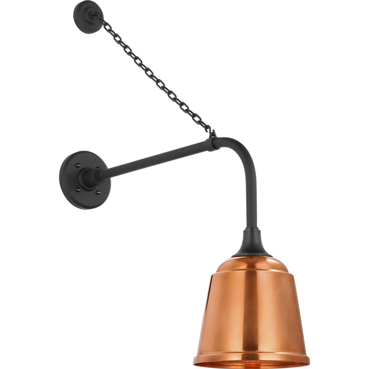 Thomas O'Brien Academy 20" Anchored Rex Barn Light in Matte Black with 8" Soft Copper Rockhouse Shade W8" x H31.5" x E24"