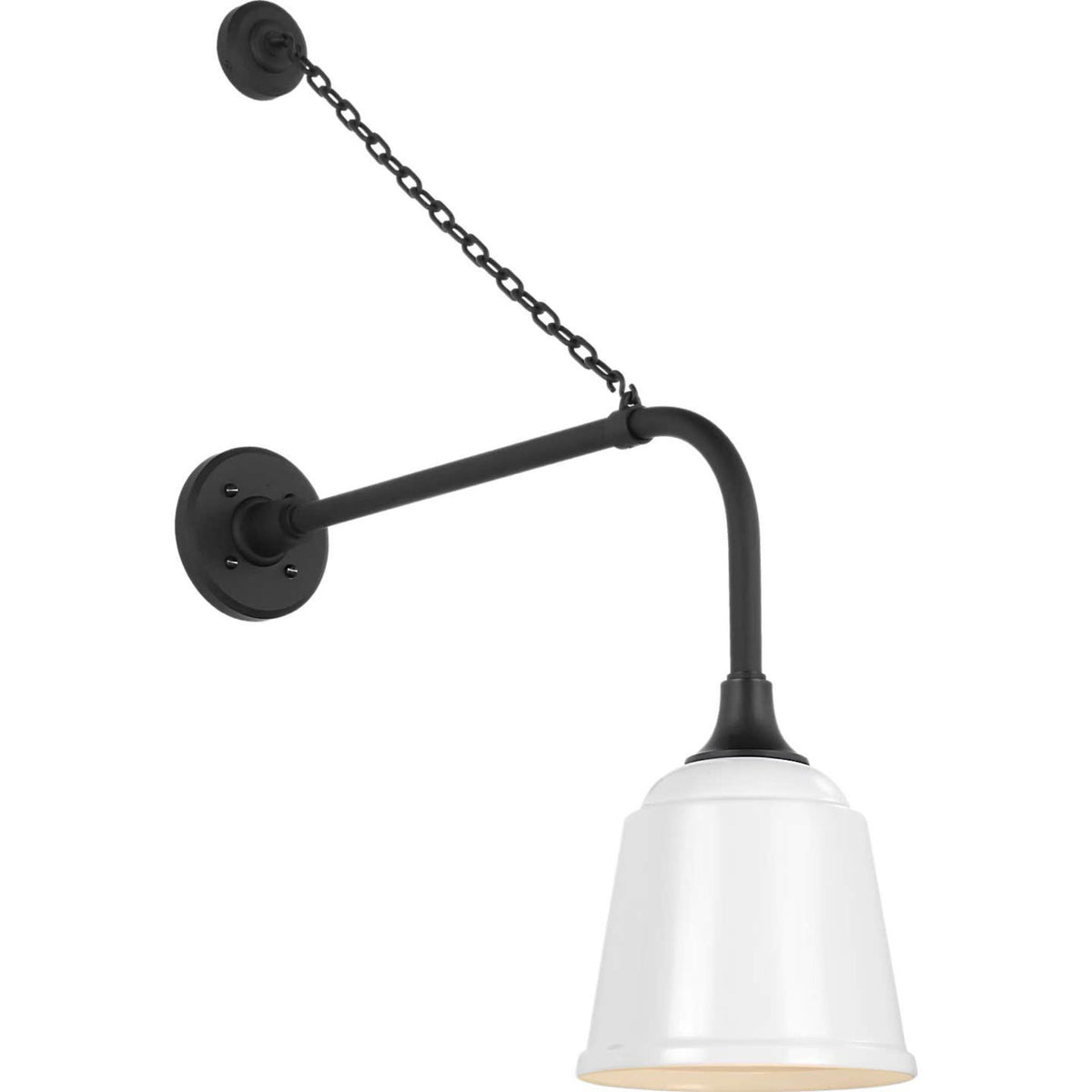 Thomas O'Brien Academy 20" Anchored Rex Barn Light in Matte Black with 8" White Rockhouse Shade W8" x H31.5" x E24"
