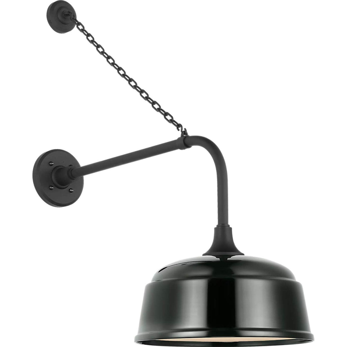 Thomas O'Brien Academy 20" Anchored Rex Barn Light in Matte Black with 12.5" Green Rockhouse Shade W12.5" x H30" x E26.25"