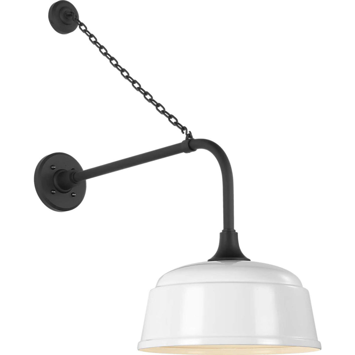 Thomas O'Brien Academy 20" Anchored Rex Barn Light in Matte Black with 12.5" White Rockhouse Shade W12.5" x H30" x E26.25"