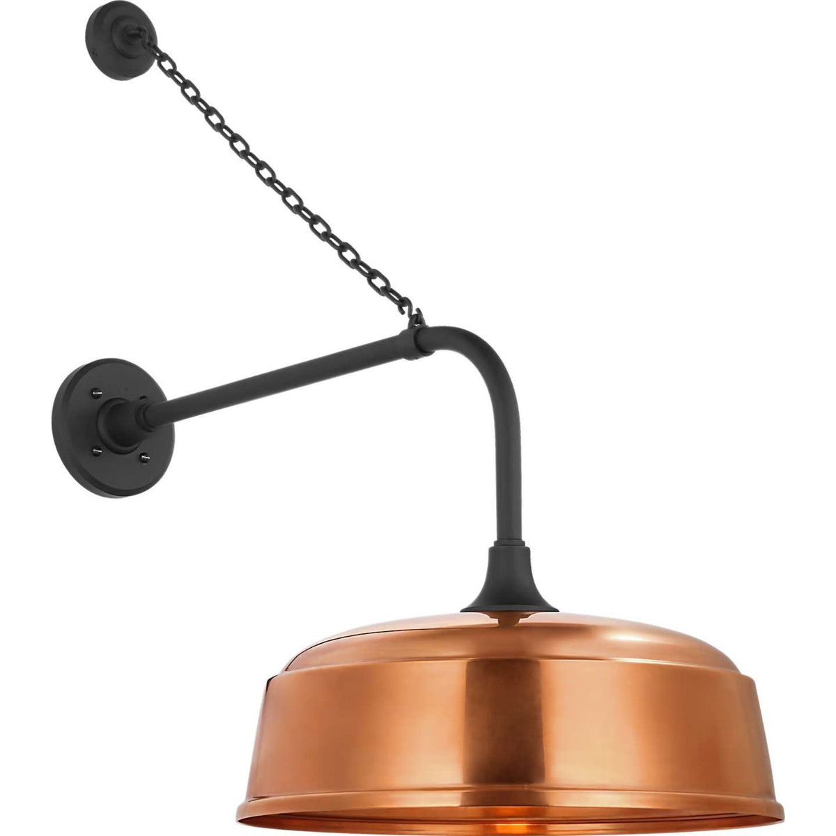 Thomas O'Brien Academy 20" Anchored Rex Barn Light in Matte Black with 16" Soft Copper Rockhouse Shade W16" x H30" x E28"