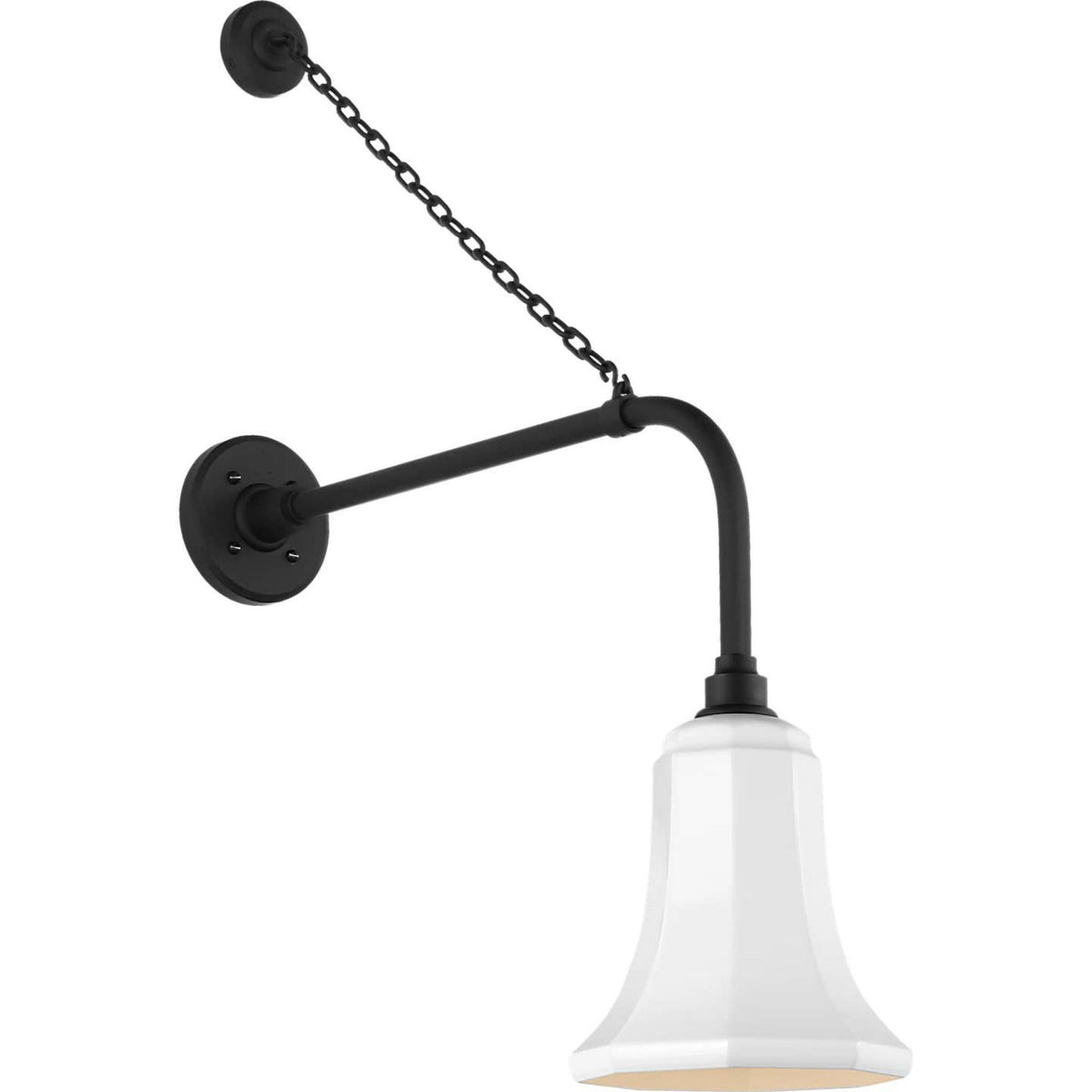 Thomas O'Brien Academy 20" Anchored Rex Barn Light in Matte Black with 7.5" White Savannah Shade W7.5" x H31.75" x E23.75"