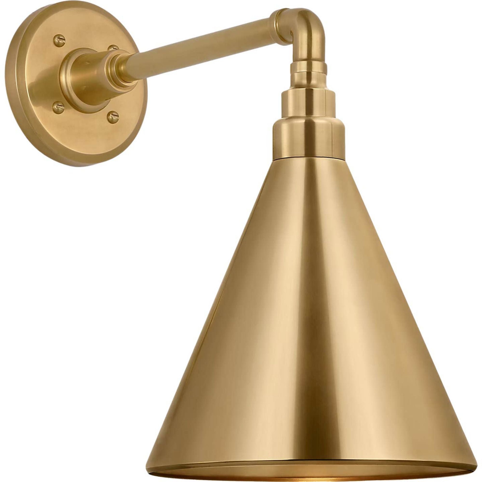 Thomas O'Brien Academy 11" Mack Barn Light in Hand-Rubbed Antique Brass with 9" Hand-Rubbed Antique Brass Conical Savannah Shade W9" x H14.75" x E14.75"