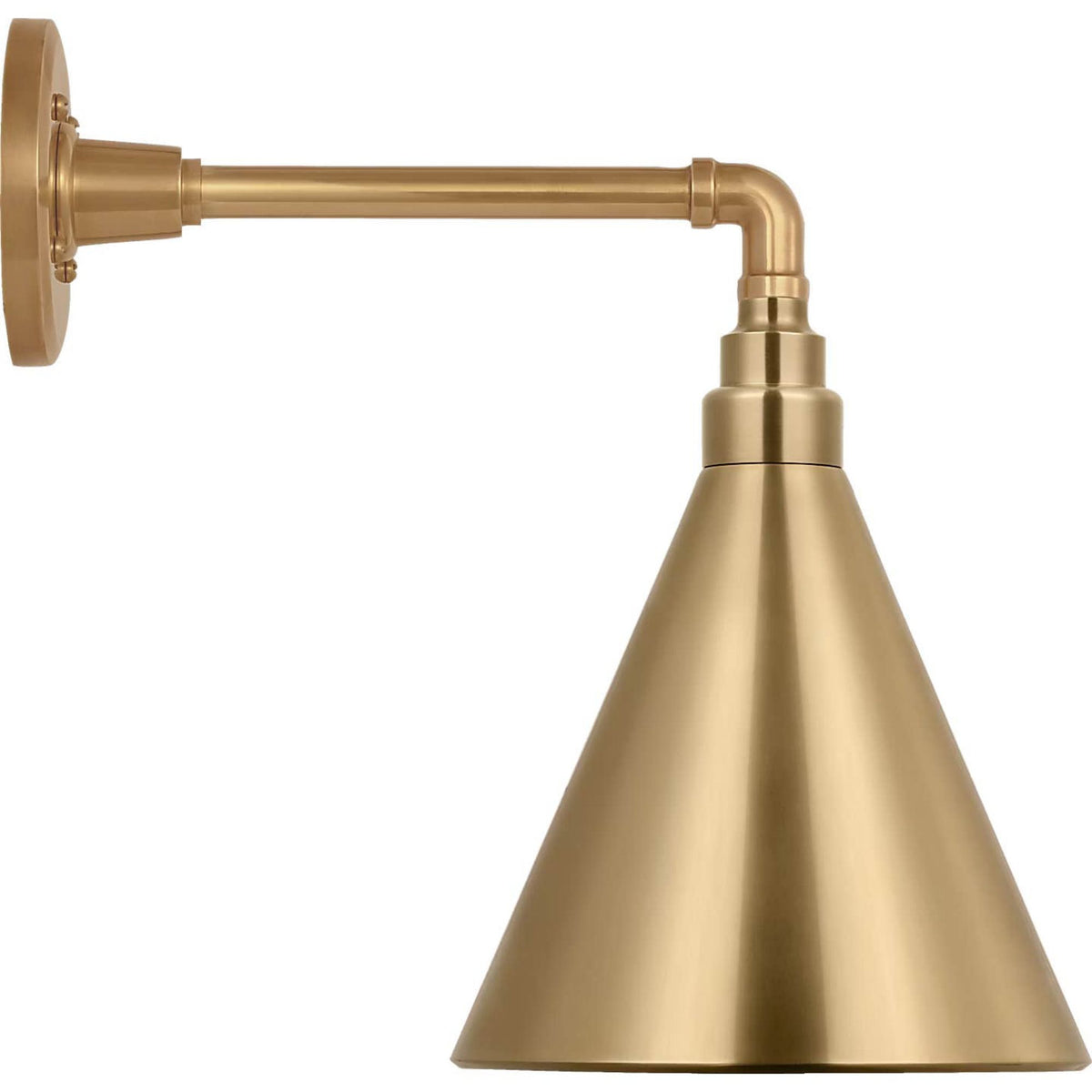 Thomas O'Brien Academy 11" Mack Barn Light in Hand-Rubbed Antique Brass with 9" Hand-Rubbed Antique Brass Conical Savannah Shade W9" x H14.75" x E14.75"