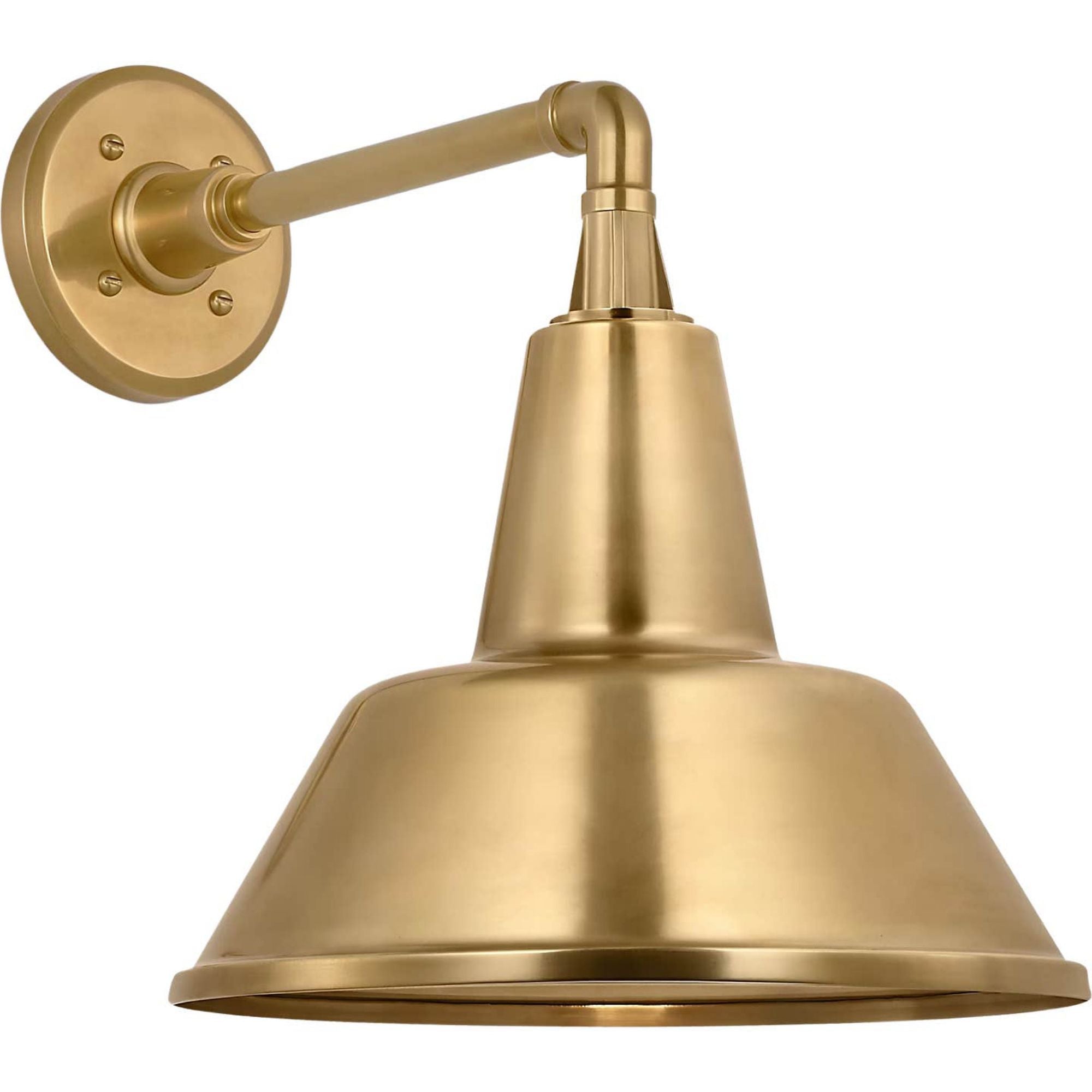 Thomas O'Brien Academy 11" Mack Barn Light in Hand-Rubbed Antique Brass with 12.5" Hand-Rubbed Antique Brass Bowers Shade W12.5" x H14.5" x E16.5"