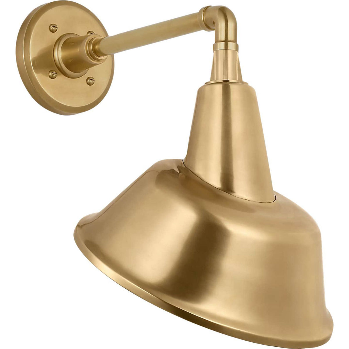 Thomas O'Brien Academy 11" Mack Barn Light in Hand-Rubbed Antique Brass with 12.5" Hand-Rubbed Antique Brass Tilted Bowers Shade W12.5" x H17.5" x E14"