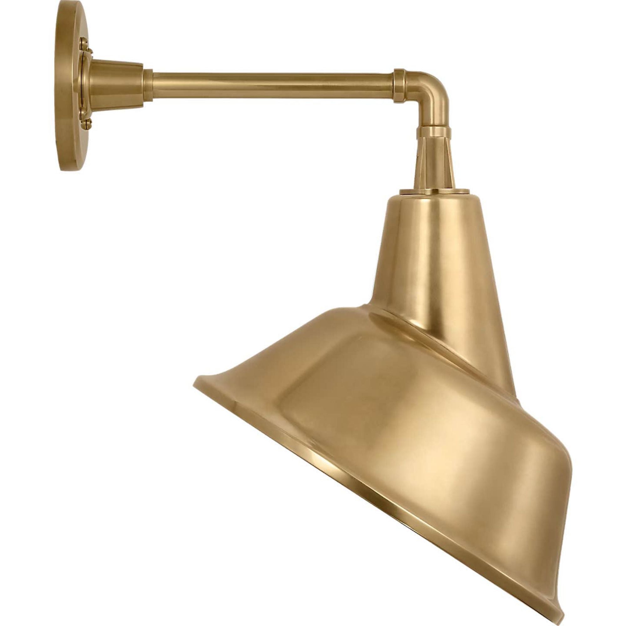 Thomas O'Brien Academy 11" Mack Barn Light in Hand-Rubbed Antique Brass with 12.5" Hand-Rubbed Antique Brass Tilted Bowers Shade W12.5" x H17.5" x E14"