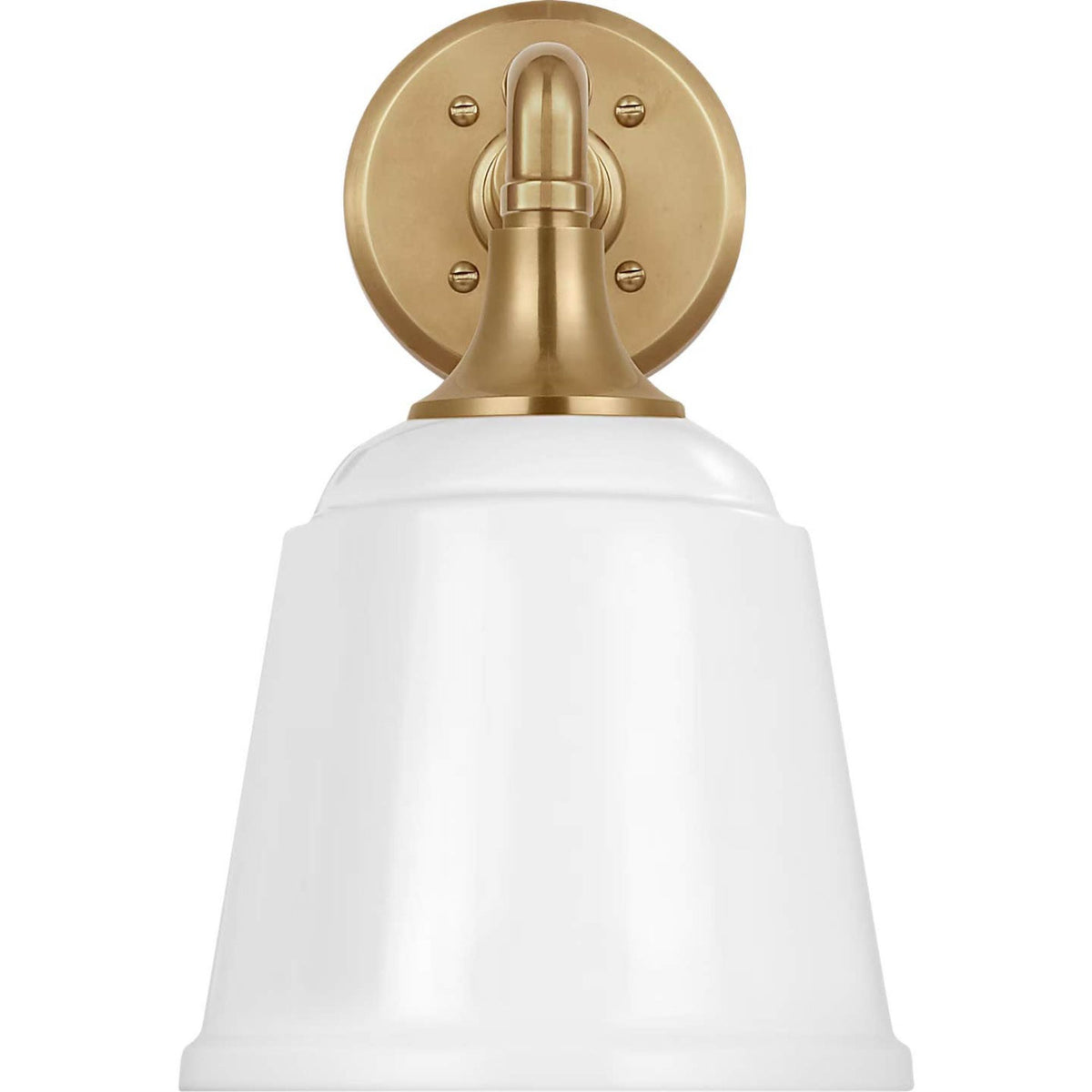 Thomas O'Brien Academy 11" Mack Barn Light in Hand-Rubbed Antique Brass with 8" White Rockhouse Shade W8" x H13.25" x E14.25"
