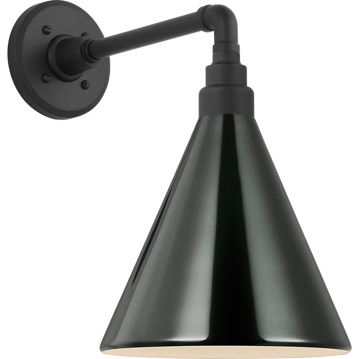 Thomas O'Brien Academy 11" Mack Barn Light in Matte Black with 9" Green Conical Savannah Shade W9" x H14.75" x E14.75"