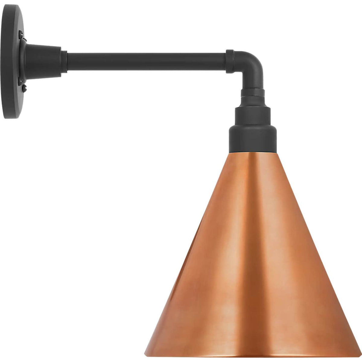 Thomas O'Brien Academy 11" Mack Barn Light in Matte Black with 9" Soft Copper Conical Savannah Shade W9" x H14.75" x E14.75"