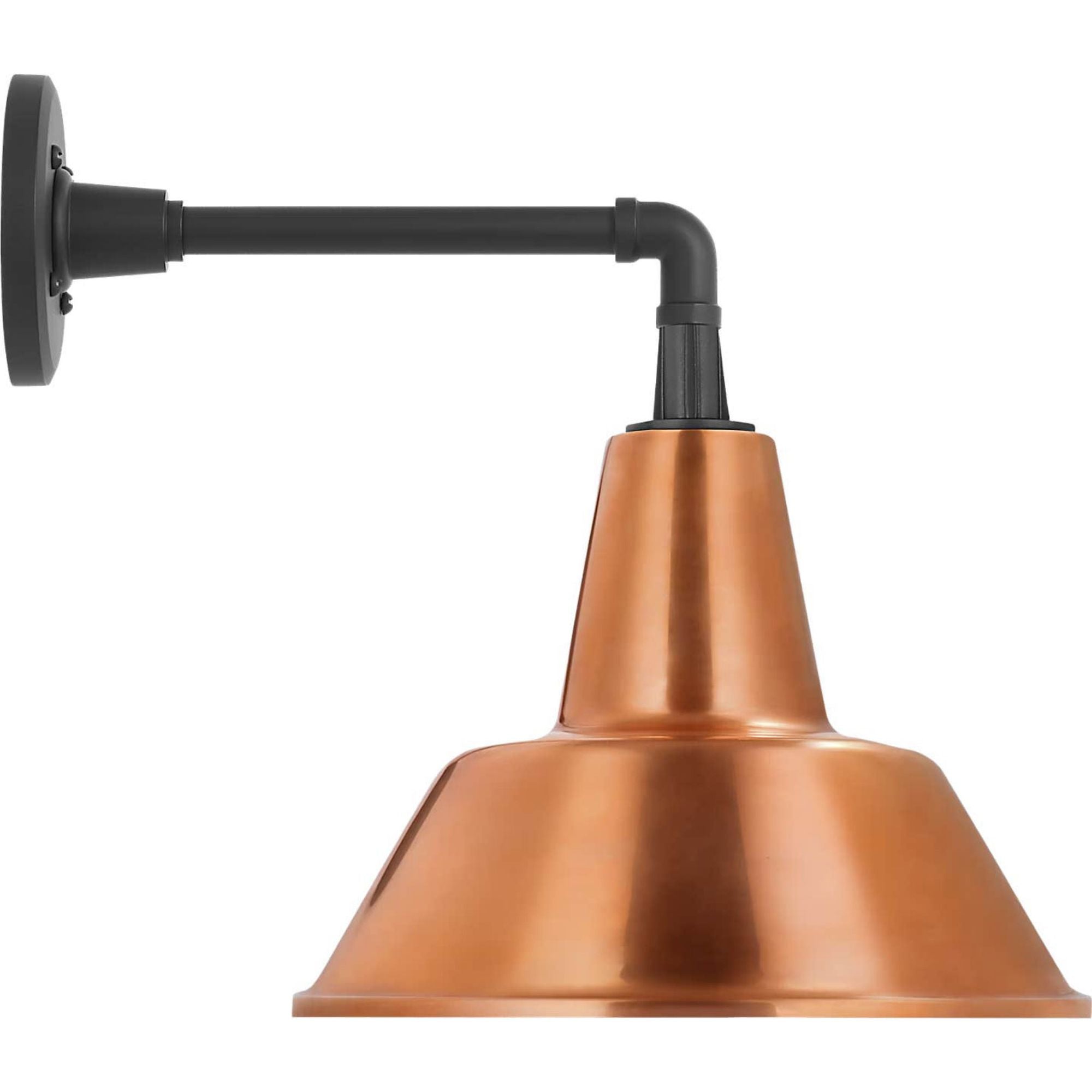 Thomas O'Brien Academy 11" Mack Barn Light in Matte Black with 12.5" Soft Copper Bowers Shade W12.5" x H14.5" x E16.5"