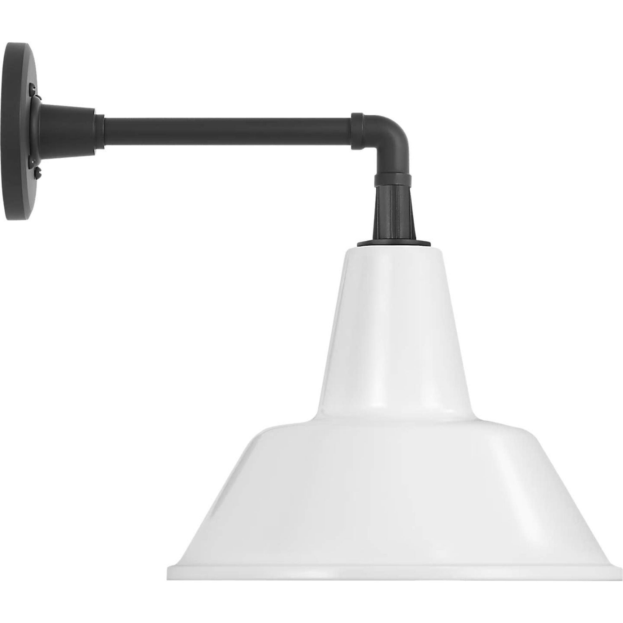 Thomas O'Brien Academy 11" Mack Barn Light in Matte Black with 12.5" White Bowers Shade W12.5" x H14.5" x E16.5"