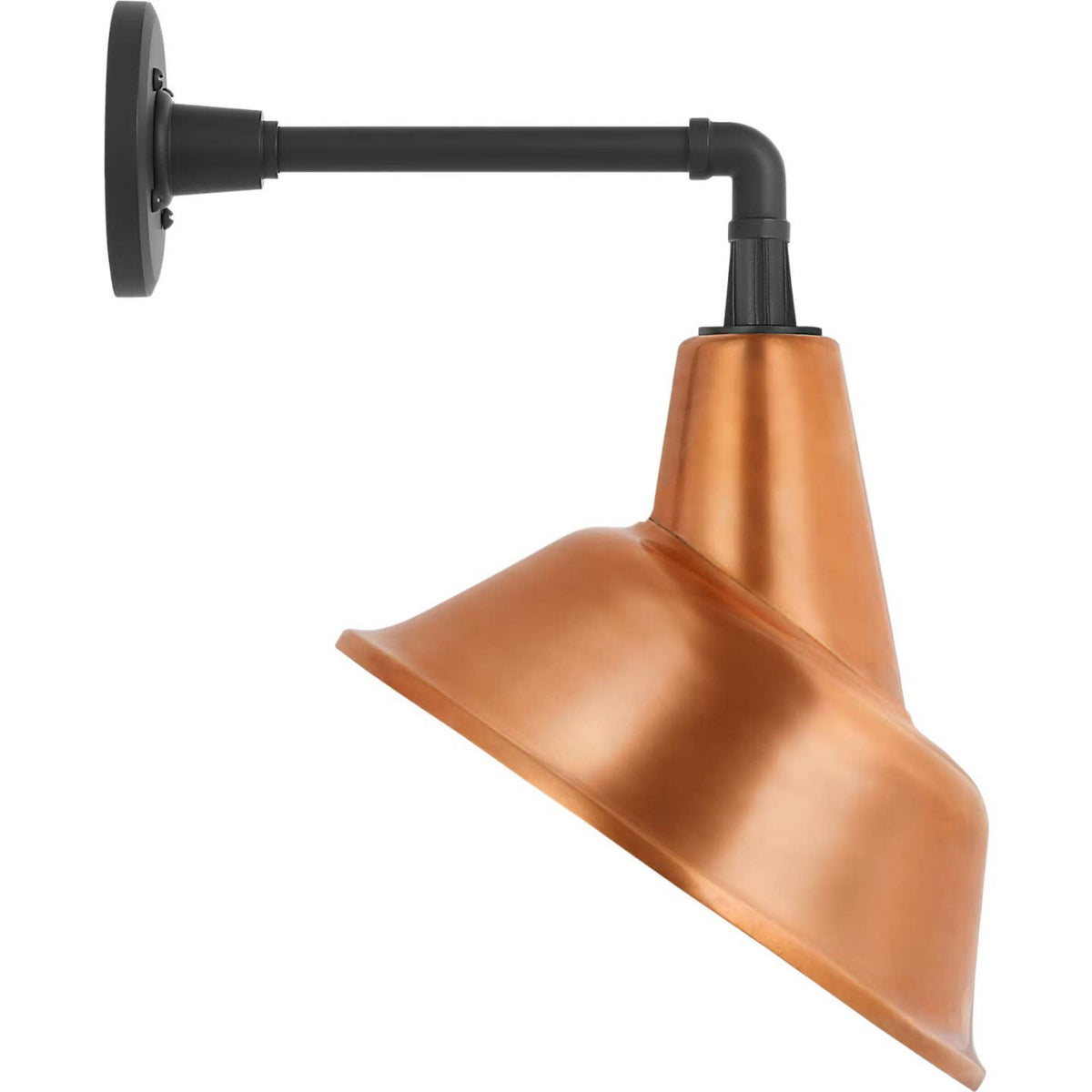 Thomas O'Brien Academy 11" Mack Barn Light in Matte Black with 12.5" Soft Copper Tilted Bowers Shade W12.5" x H17.5" x E14"