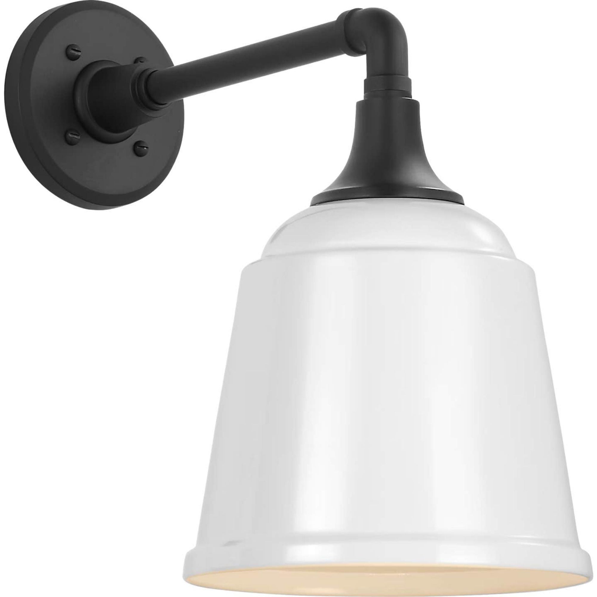 Thomas O'Brien Academy 11" Mack Barn Light in Matte Black with 8" White Rockhouse Shade W8" x H13.25" x E14.25"