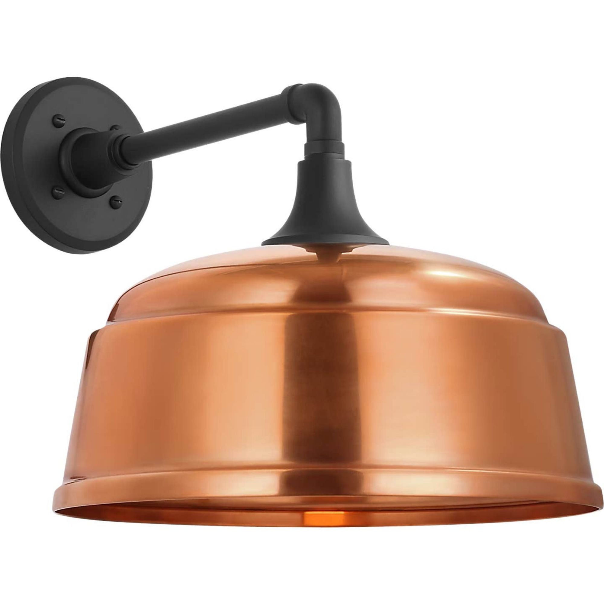 Thomas O'Brien Academy 11" Mack Barn Light in Matte Black with 12.5" Soft Copper Rockhouse Shade W12.5" x H12" x E16.5"
