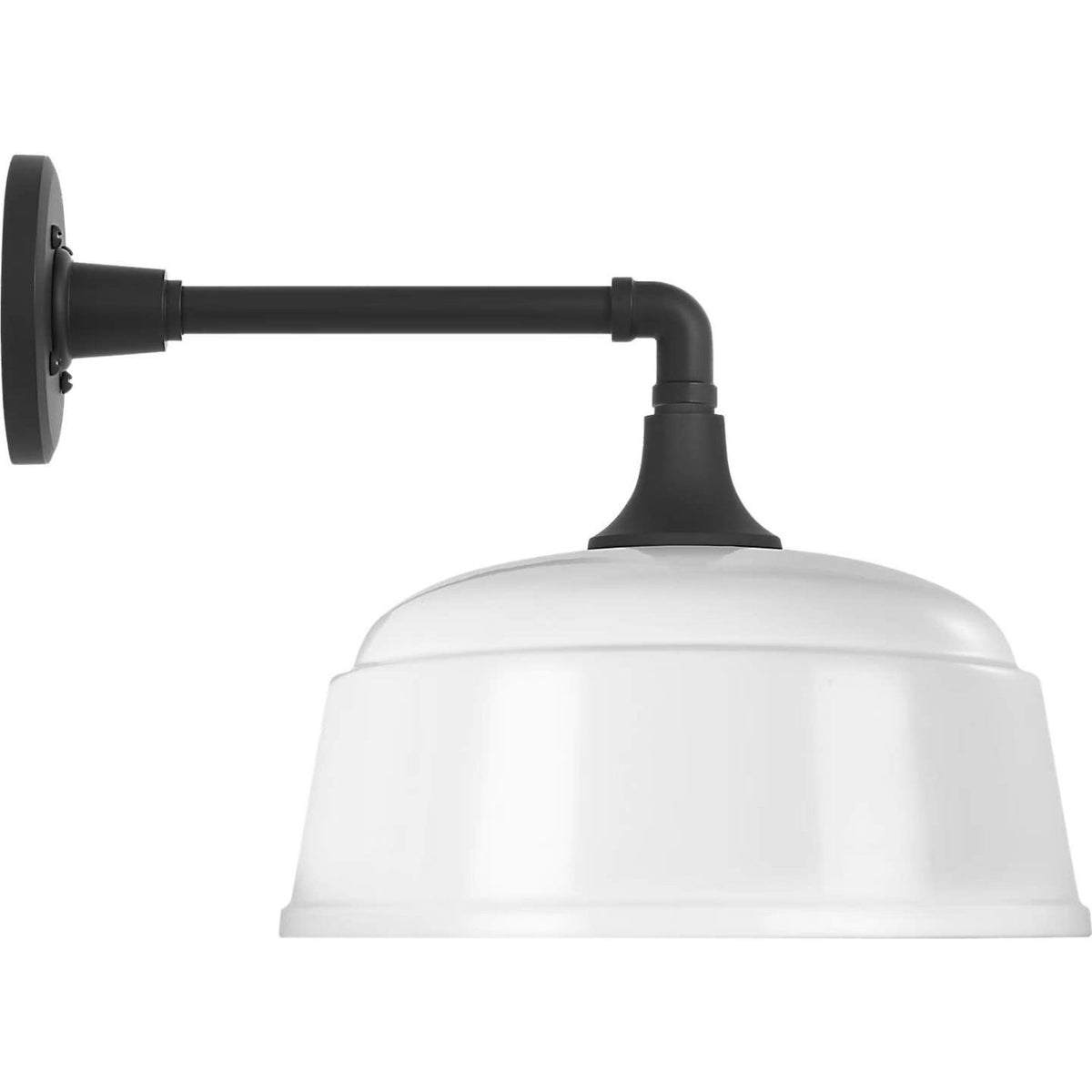 Thomas O'Brien Academy 11" Mack Barn Light in Matte Black with 12.5" White Rockhouse Shade W12.5" x H12" x E16.5"