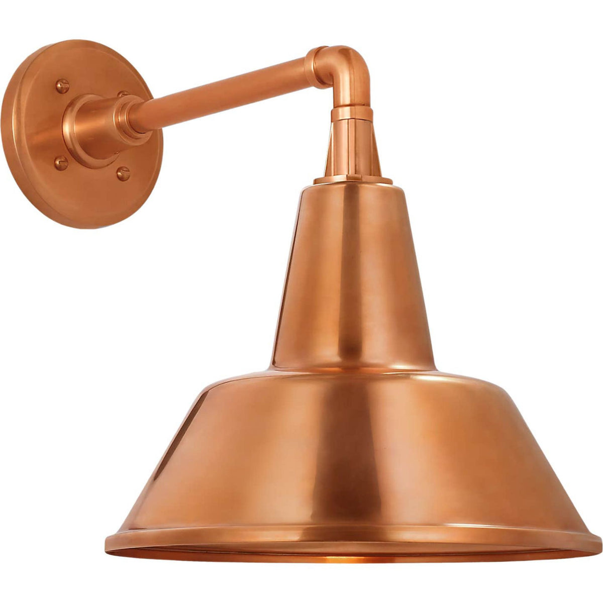 Thomas O'Brien Academy 11" Mack Barn Light in Soft Copper with 12.5" Soft Copper Bowers Shade W12.5" x H14.5" x E16.5"