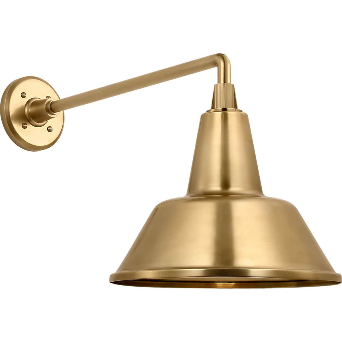 Thomas O'Brien Academy 17.5" Mack Barn Light in Hand-Rubbed Antique Brass with 12.5" Bowers Shade W12.5" x H14.5" x E23.5"
