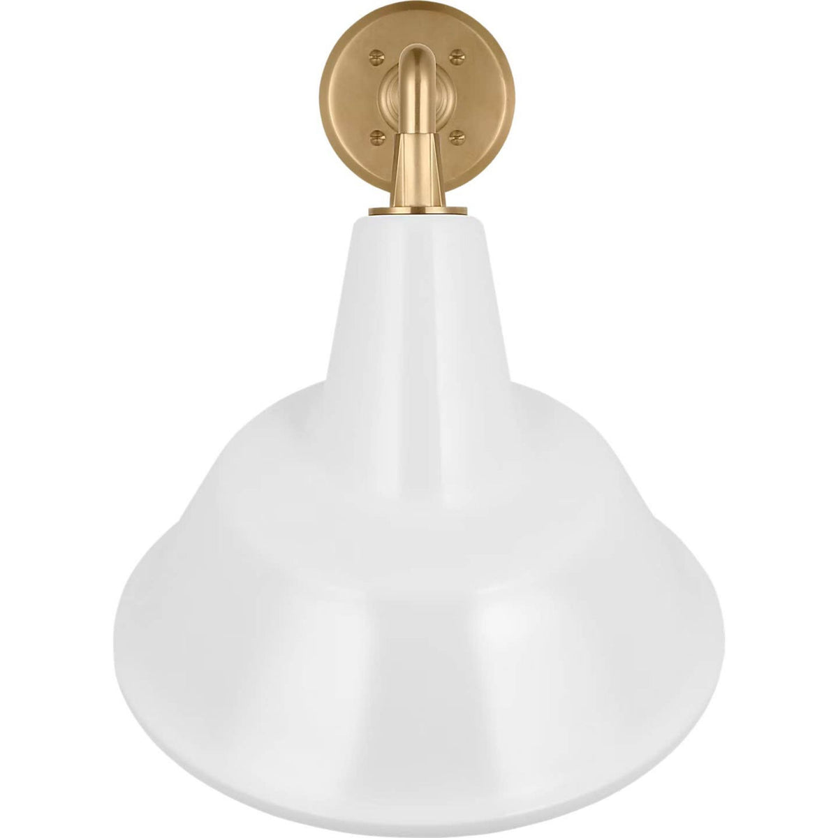 Thomas O'Brien Academy 17.5" Mack Barn Light in Hand-Rubbed Antique Brass with 12.5" White Tilted Bowers Shade W12.5" x H17.5" x E21"