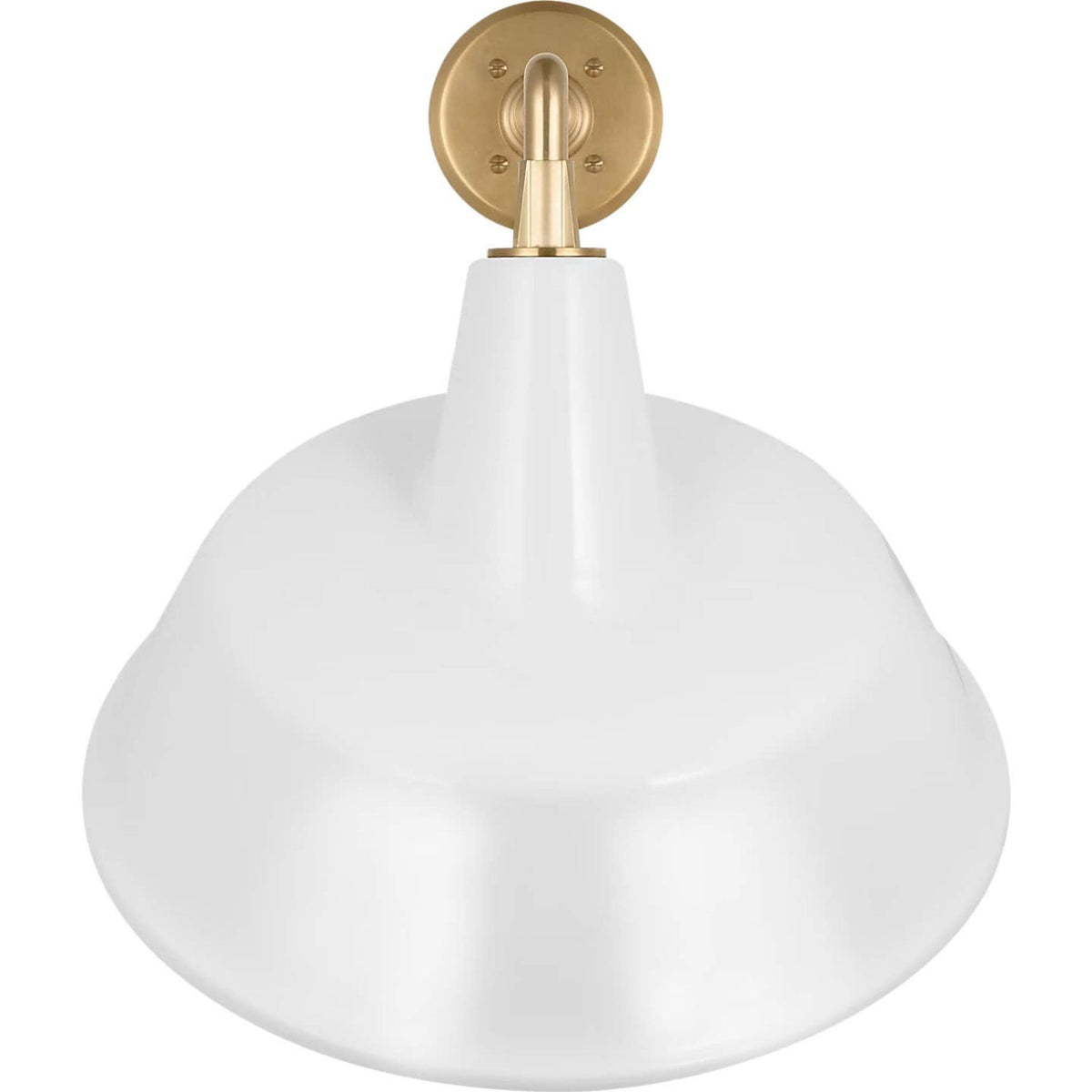 Thomas O'Brien Academy 17.5" Mack Barn Light in Hand-Rubbed Antique Brass with 16" White Tilted Bowers Shade W16" x H18.5" x E22.25"