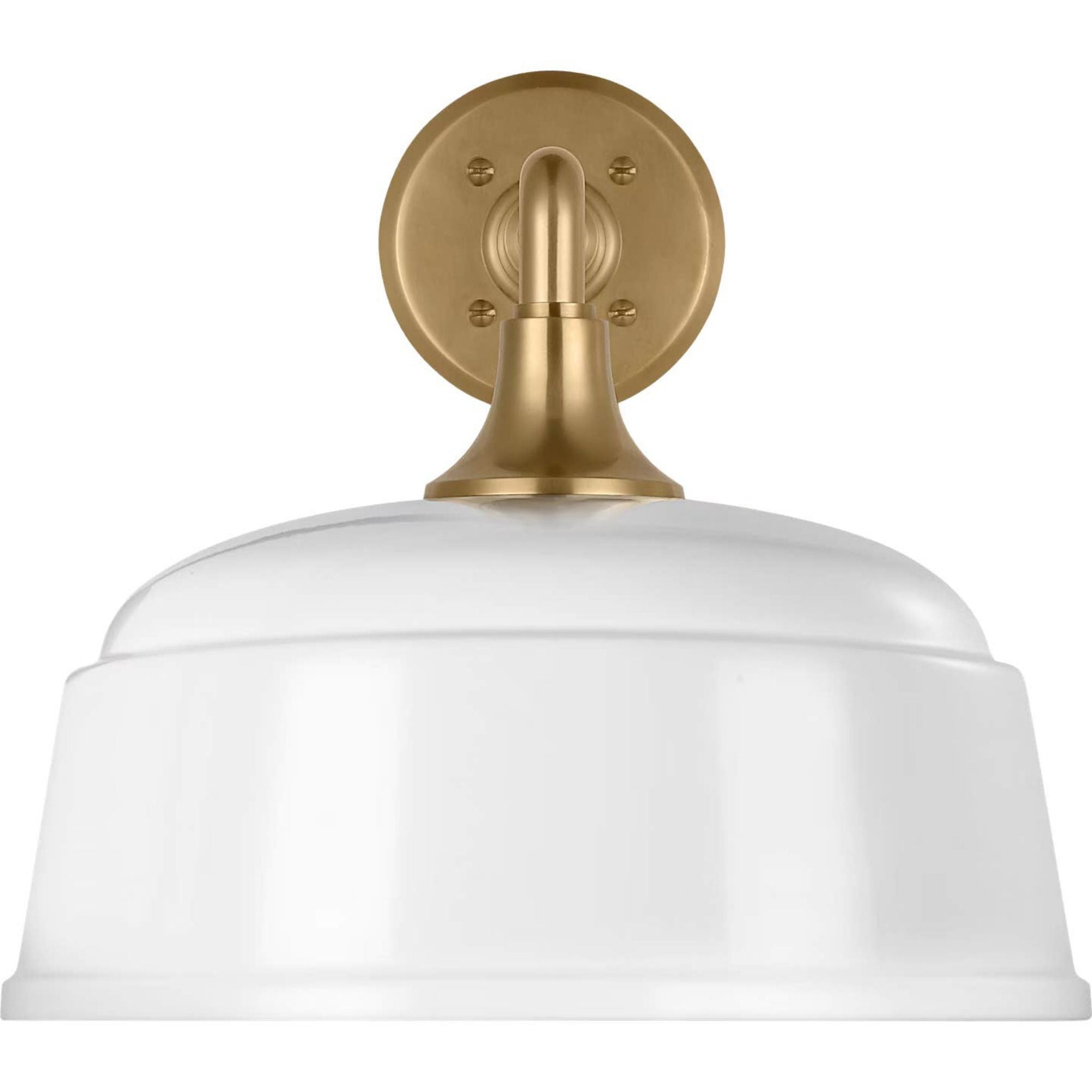 Thomas O'Brien Academy 17.5" Mack Barn Light in Hand-Rubbed Antique Brass with 12.5" White Rockhouse Shade W12.5" x H12" x E23.5"