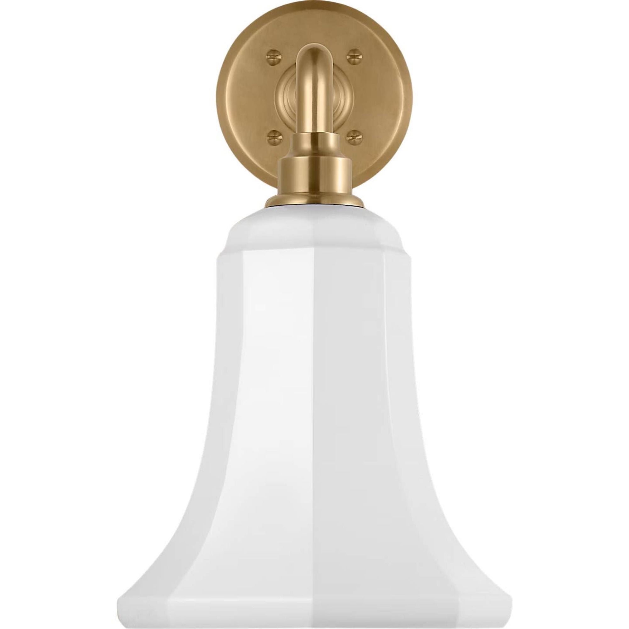 Thomas O'Brien Academy 17.5" Mack Barn Light in Hand-Rubbed Antique Brass with 7.5" White Savannah Shade W7.5" x H13.75" x E21"