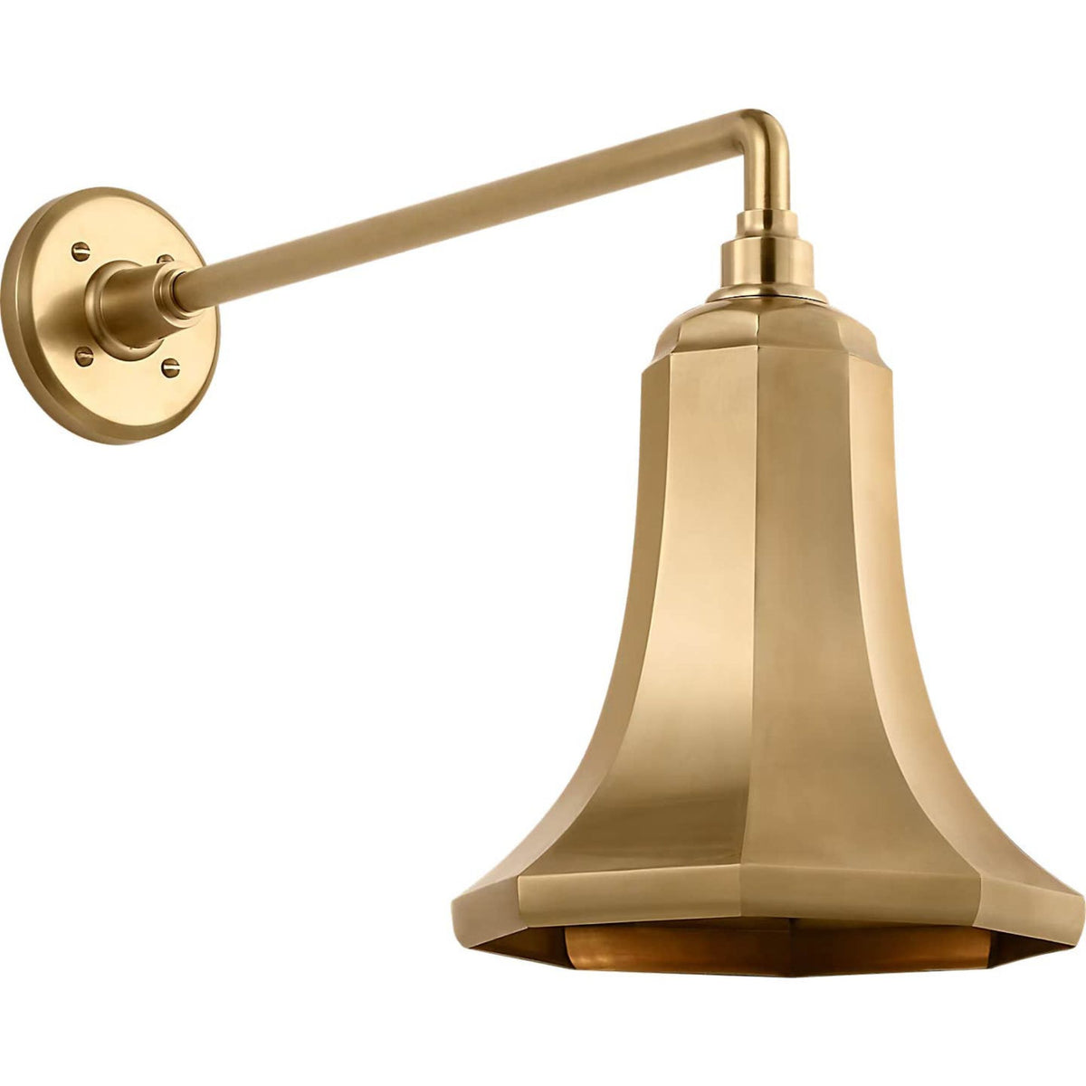 Thomas O'Brien Academy 17.5" Mack Barn Light in Hand-Rubbed Antique Brass with 9.25" Savannah Shade W9.25" x H15.5" x E22"