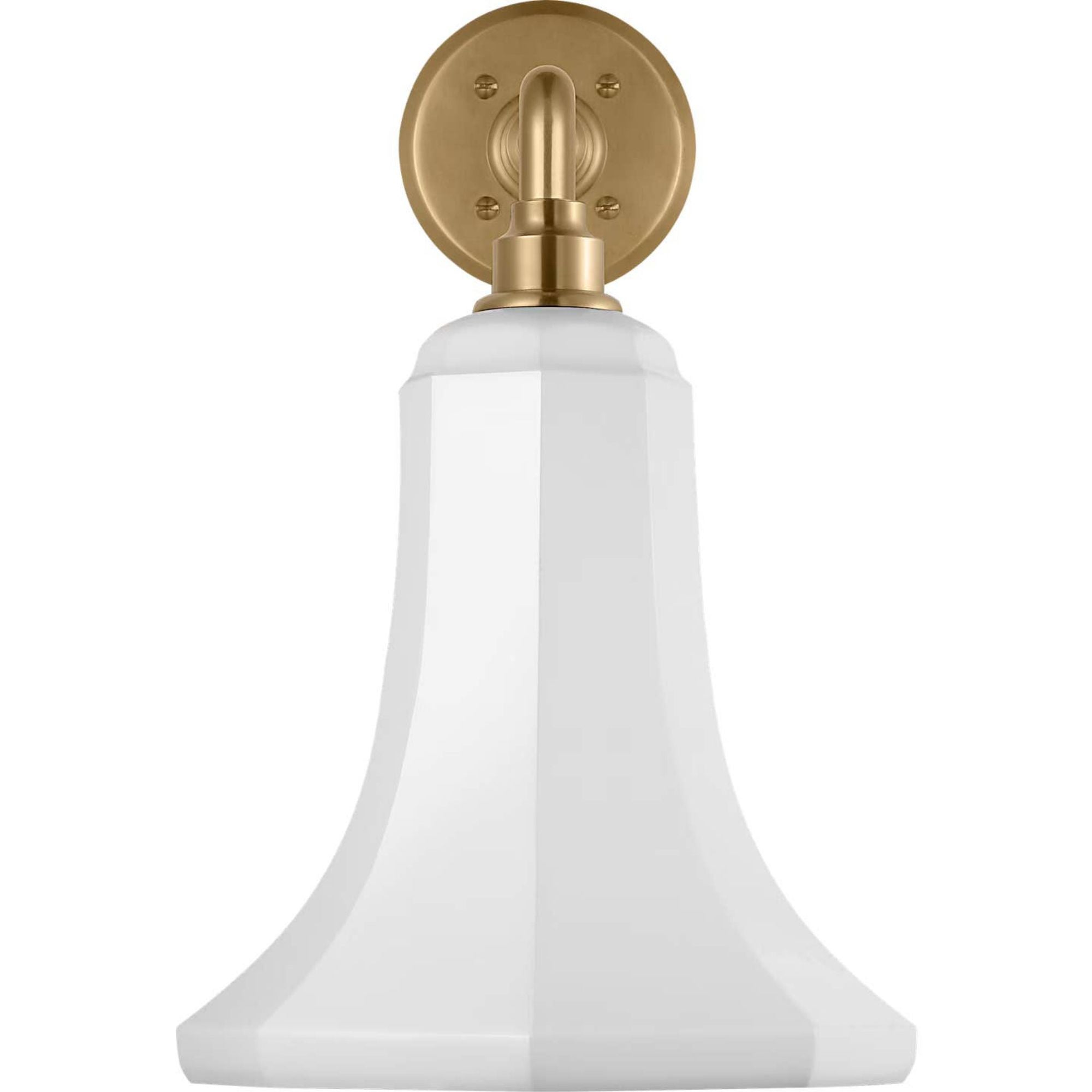 Thomas O'Brien Academy 17.5" Mack Barn Light in Hand-Rubbed Antique Brass with 9.25" White Savannah Shade W9.25" x H15.5" x E22"