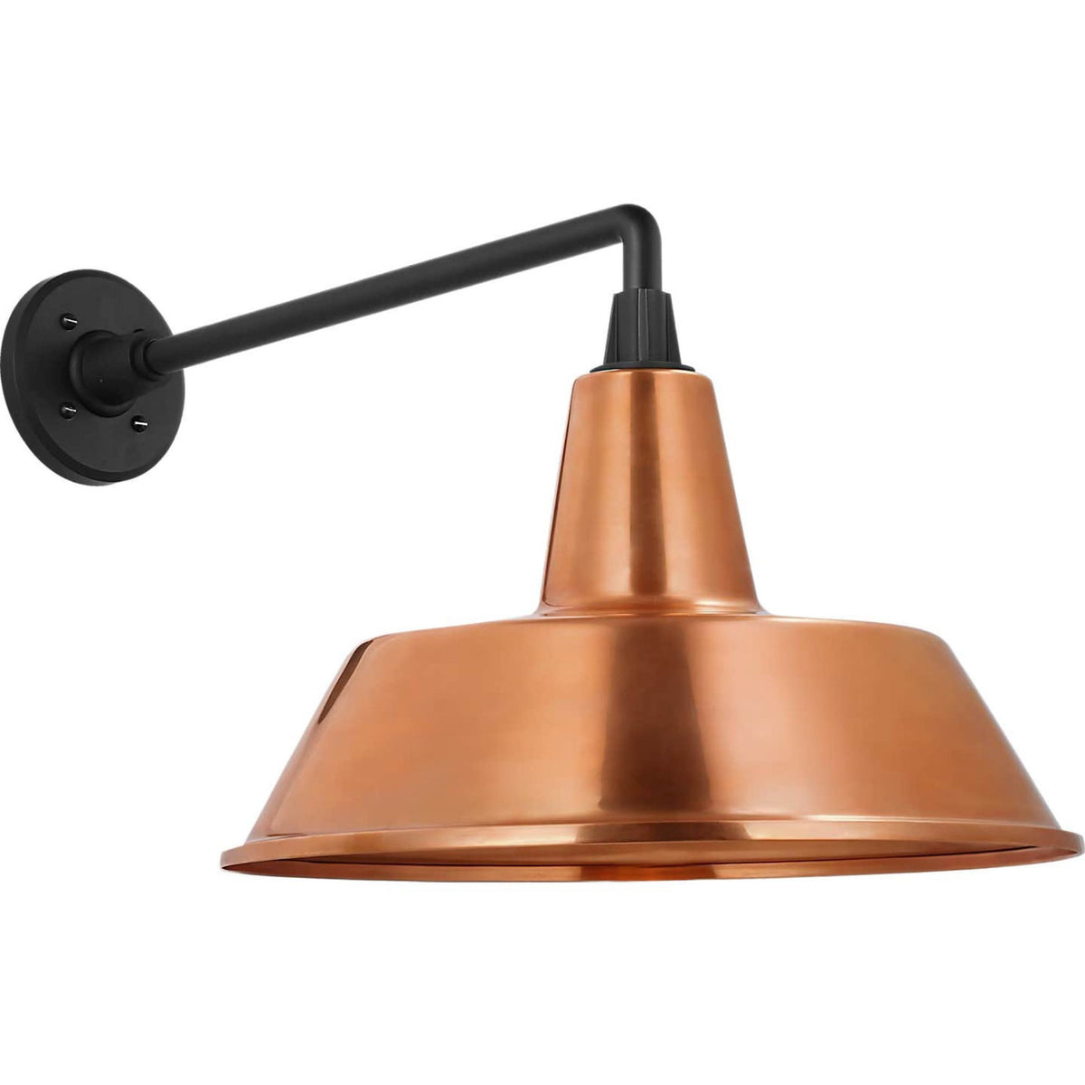 Thomas O'Brien Academy 17.5" Mack Barn Light in Matte Black with 16" Soft Copper Bowers Shade W16" x H14.5" x E25.25"