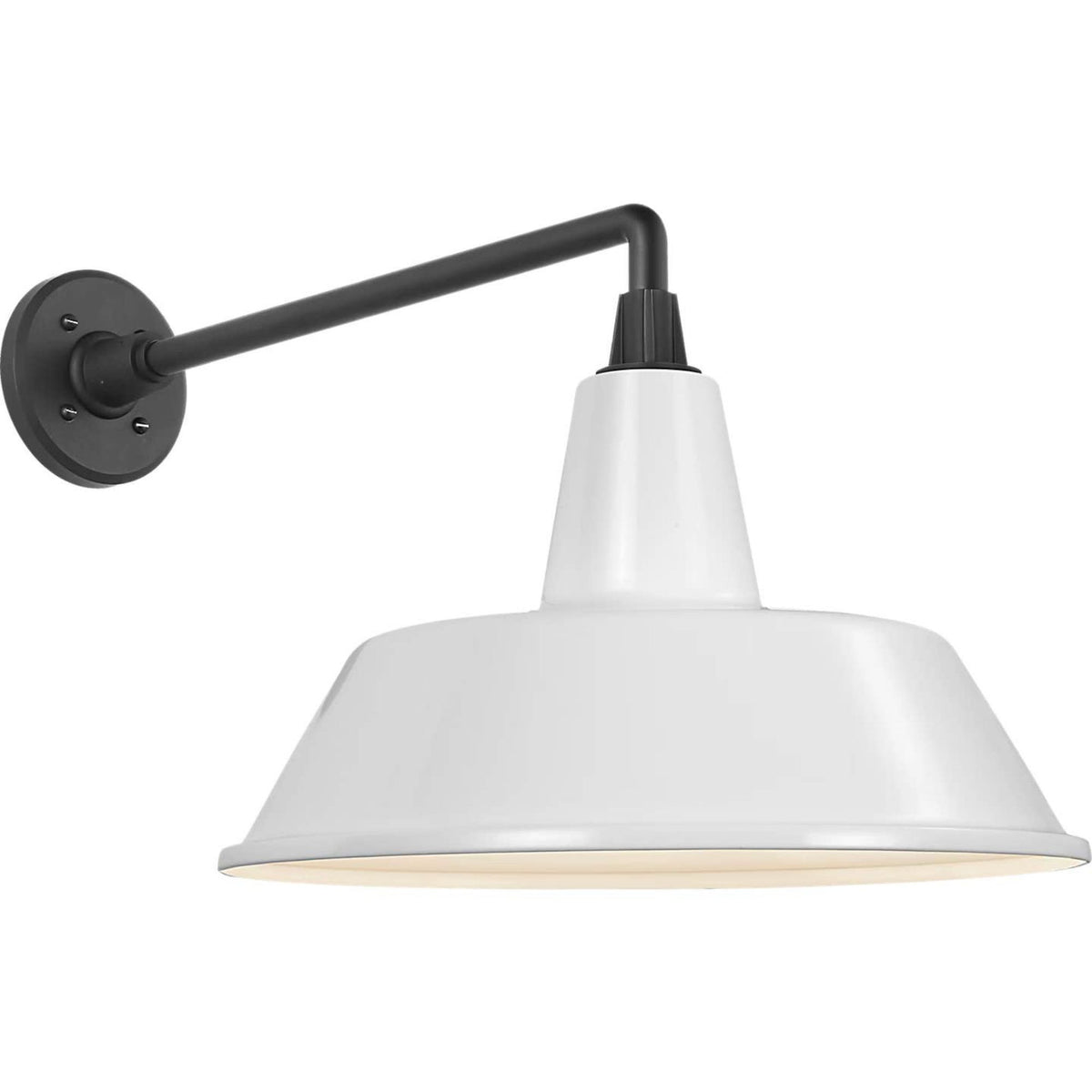 Thomas O'Brien Academy 17.5" Mack Barn Light in Matte Black with 16" White Bowers Shade W16" x H14.5" x E25.25"
