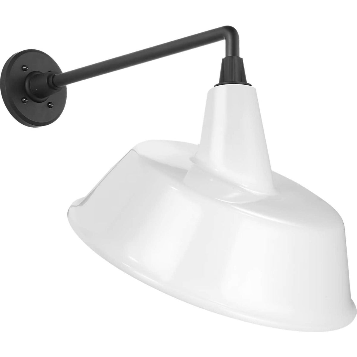 Thomas O'Brien Academy 17.5" Mack Barn Light in Matte Black with 16" White Tilted Bowers Shade W16" x H18.5" x E22.25"