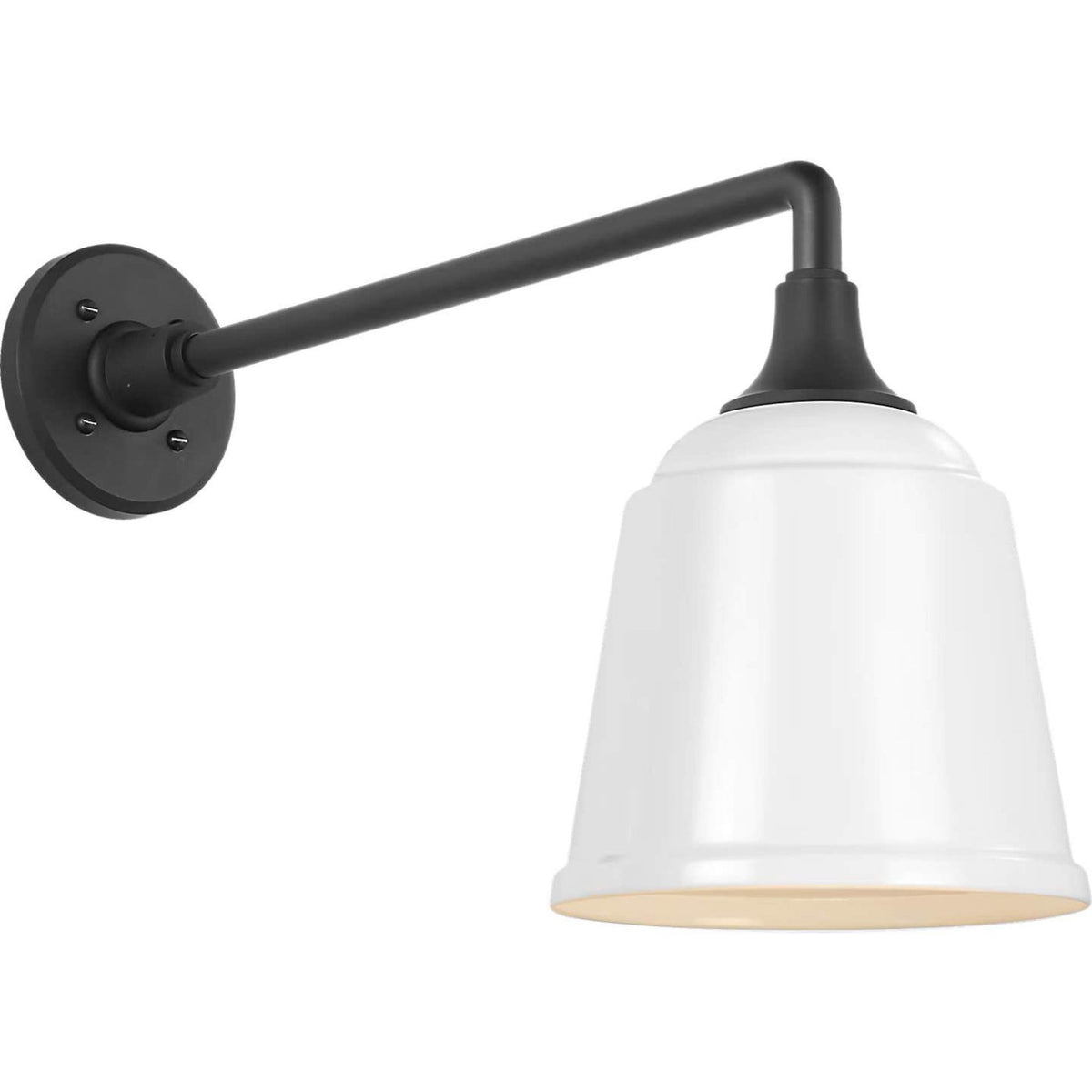 Thomas O'Brien Academy 17.5" Mack Barn Light in Matte Black with 8" White Rockhouse Shade W8" x H13.25" x E21.25"