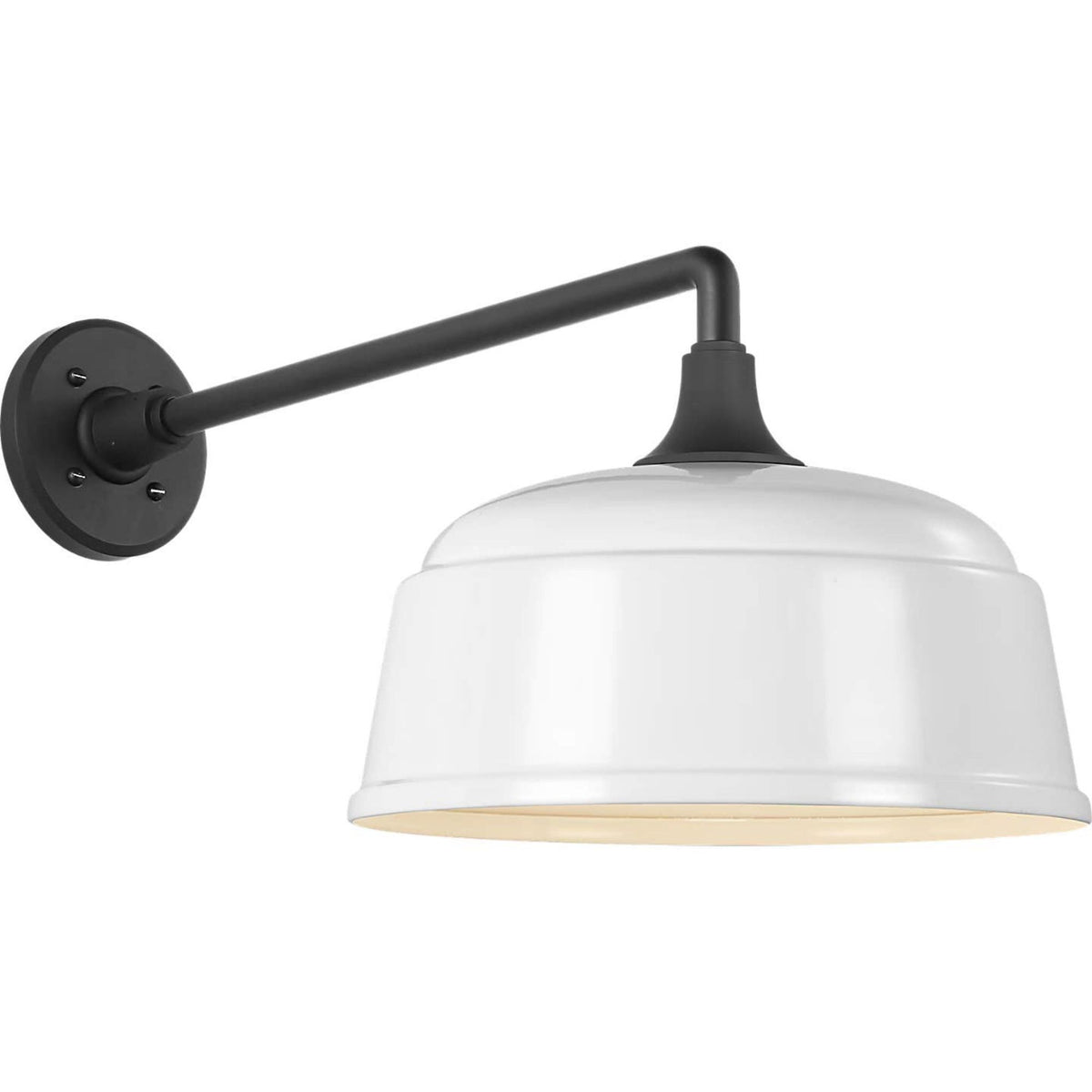 Thomas O'Brien Academy 17.5" Mack Barn Light in Matte Black with 12.5" White Rockhouse Shade W12.5" x H12" x E23.5"